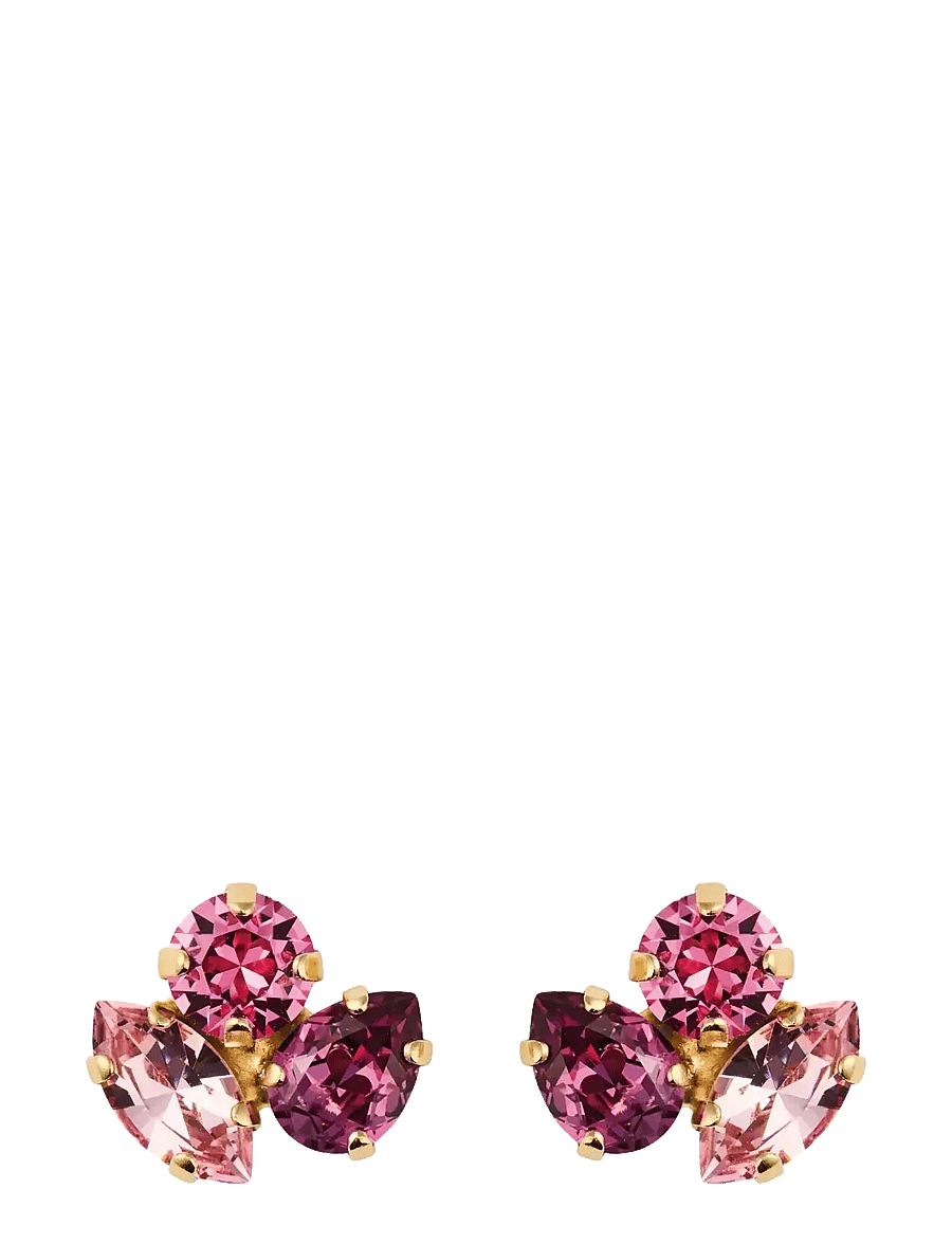 Caroline Svedbom - ANA EARRINGS GOLD - studs örhängen - dark rose combo - 0