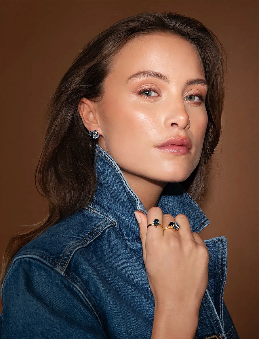 Caroline Svedbom - ANA EARRINGS GOLD - naastkõrvarõngad - denimblue combo - 0