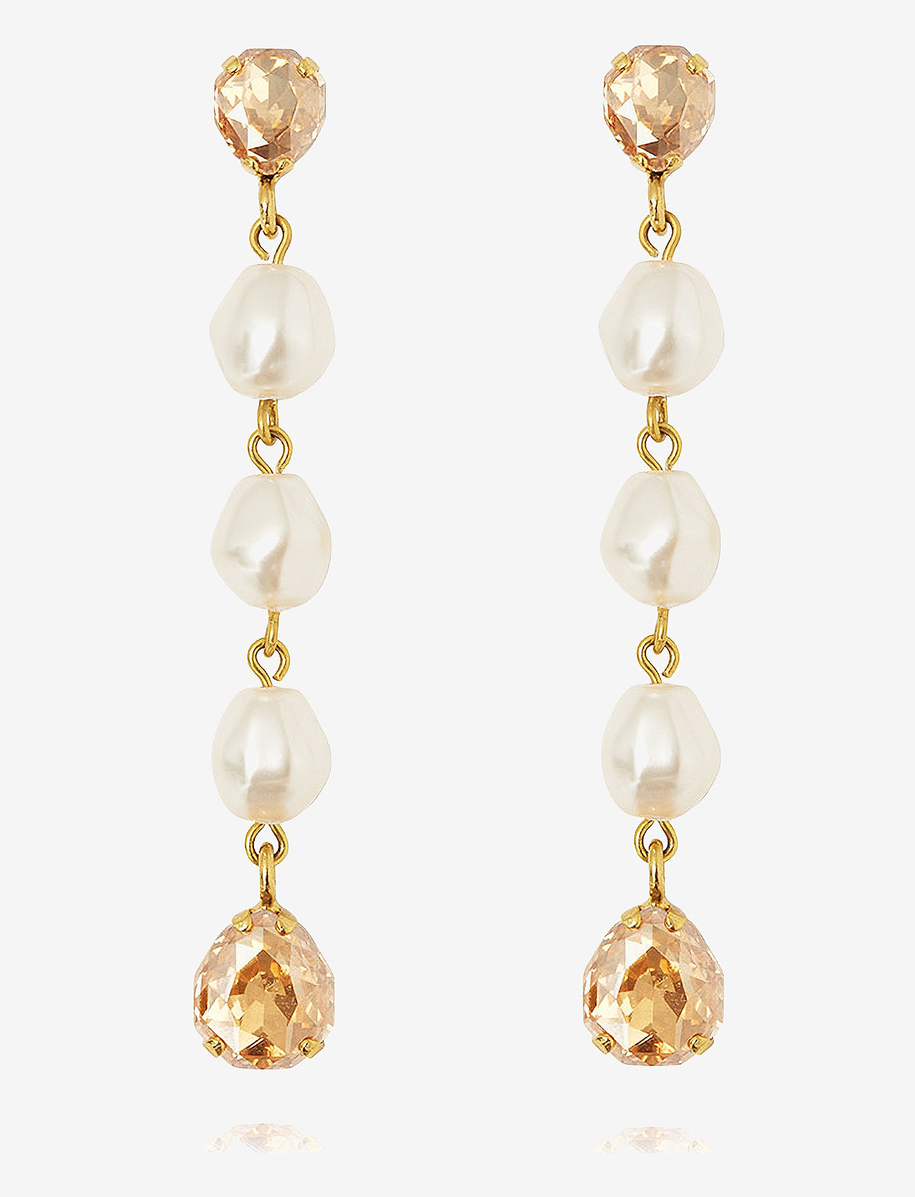 Caroline Svedbom - PALOMA EARRINGS GOLD - pērļu auskari - pearl / golden shadow - 1