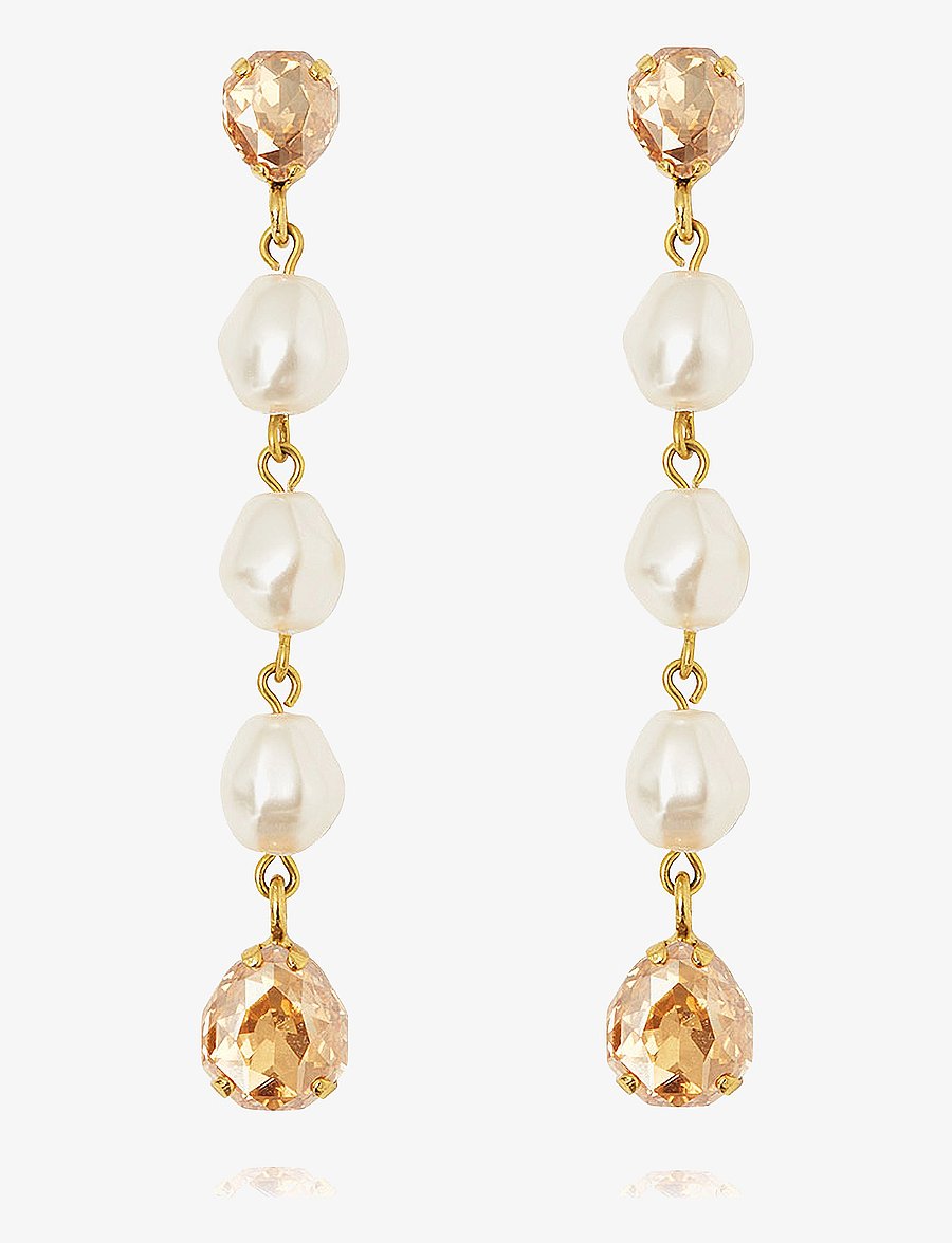 Caroline Svedbom - PALOMA EARRINGS GOLD - pärlitega kõrvarõngad - pearl / golden shadow - 1