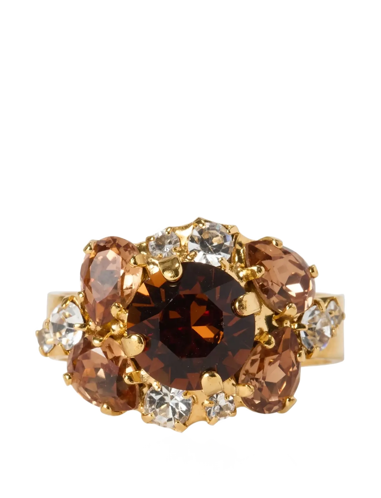 Caroline Svedbom MOLLY RING GOLD - Ringe - REC TOPAZ COMBO / brown
