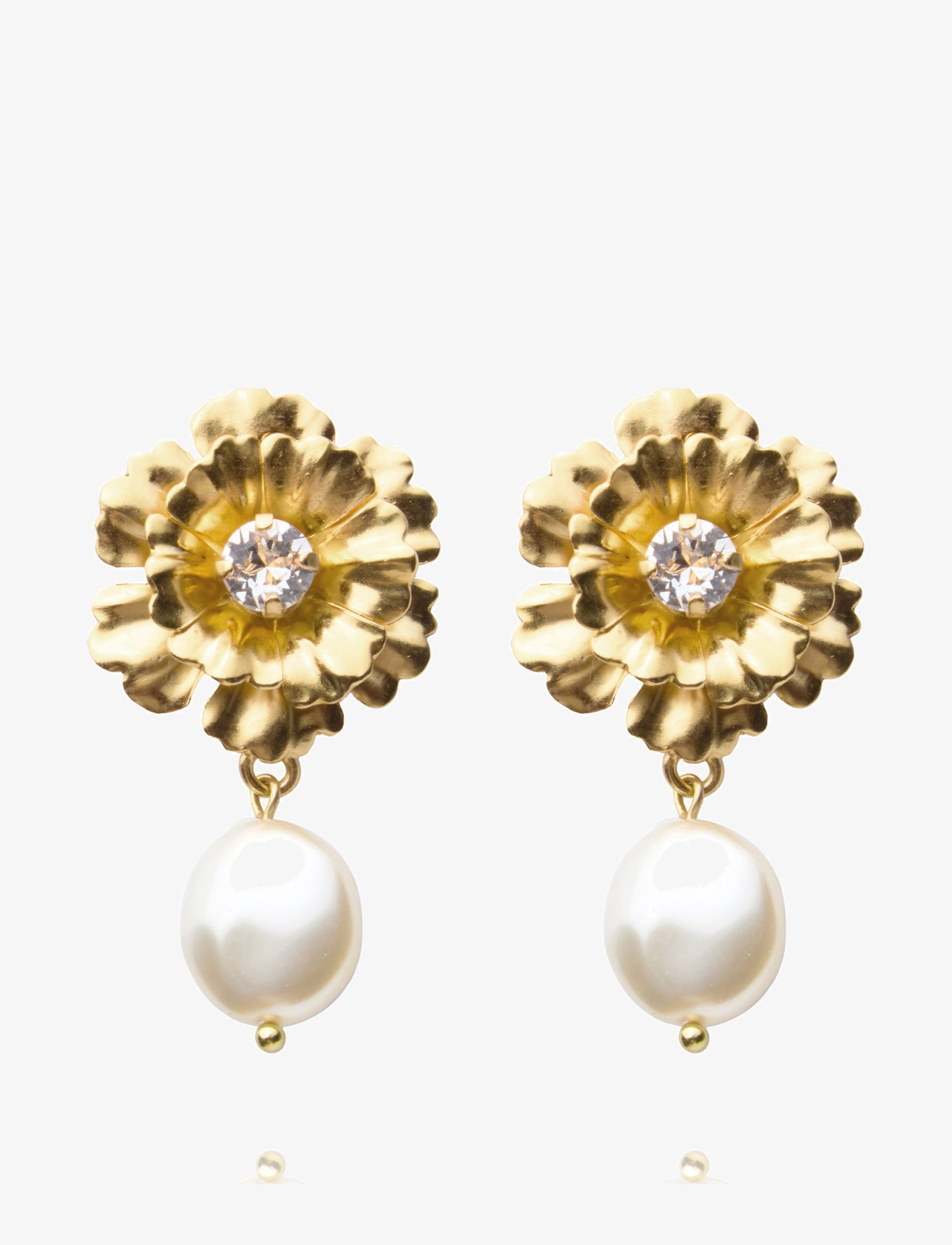 BLOSSOM PEARL EARRINGS GOLD - CRYSTAL