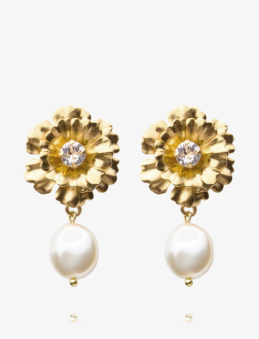 Caroline Svedbom - BLOSSOM PEARL EARRINGS GOLD - perlueyrnalokkar - crystal - 1