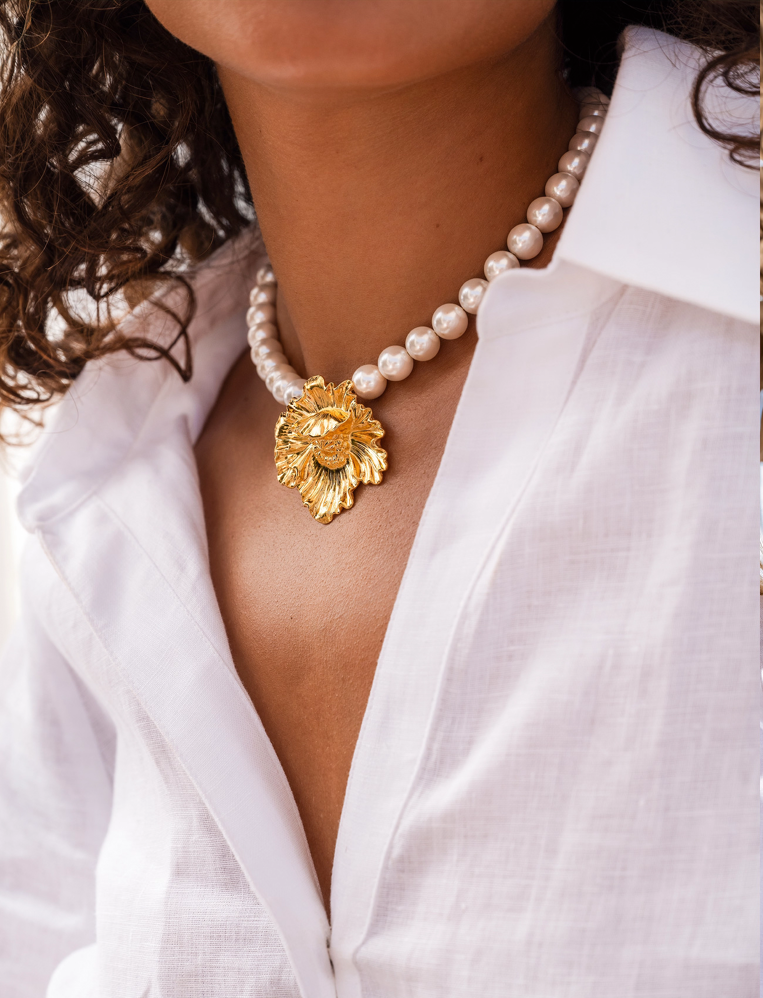 Caroline Svedbom Bibi Pearl Choker Gold, Kvinder, Perle Blomster Choker, Guld, Str: ONE SIZE
