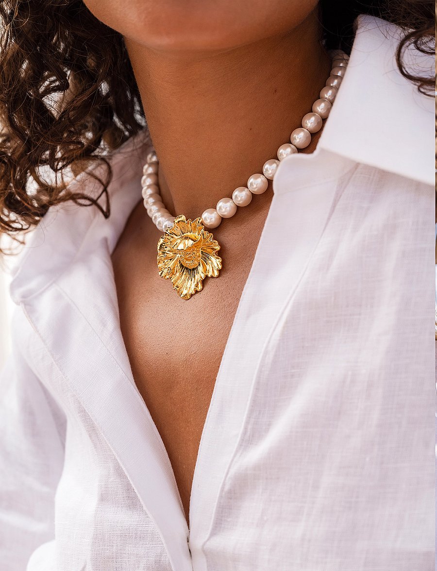 Caroline Svedbom - BIBI PEARL CHOKER GOLD - perlekjeder - pearl - 0