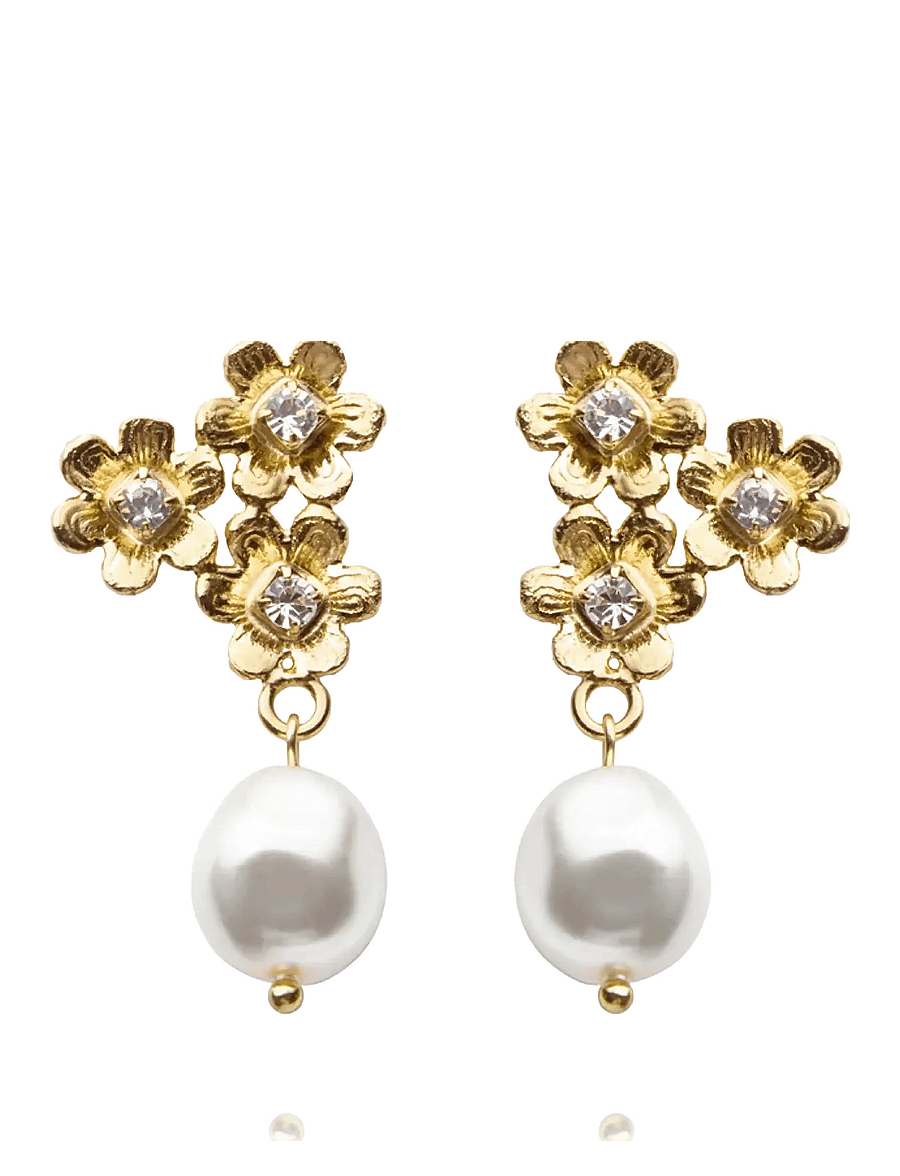 Caroline Svedbom - JUNI EARRINGS GOLD - pärlitega kõrvarõngad - pearl / crystal - 1