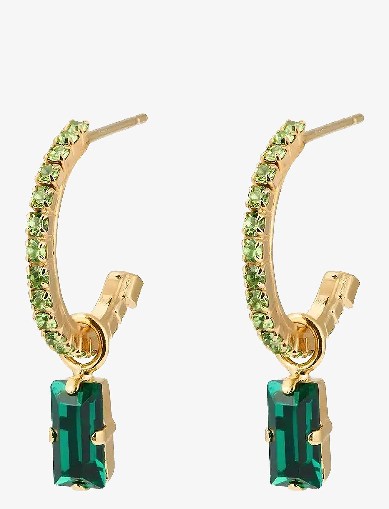 Caroline Svedbom - LUCY EARRINGS GOLD - hoops - emerald / peridot - 1