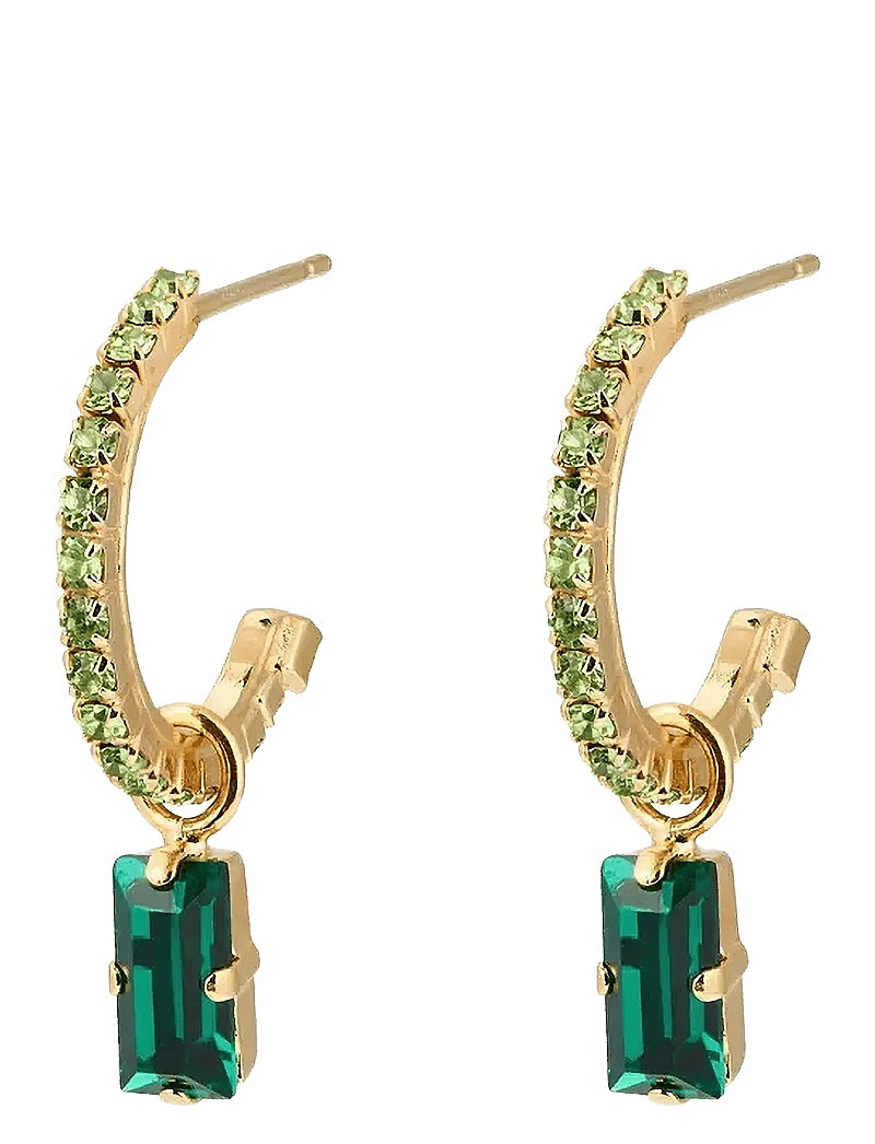 Caroline Svedbom - LUCY EARRINGS GOLD - hoops - emerald / peridot - 1