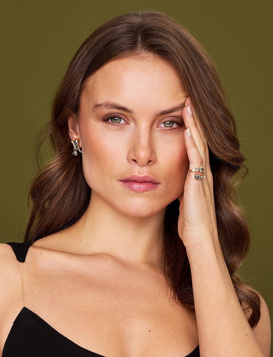 Caroline Svedbom - HALO RING GOLD - ringar - black diamond / crystal - 0