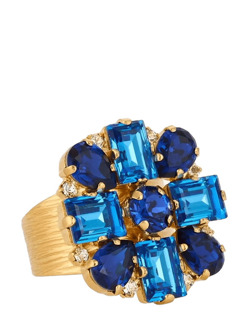 Caroline Svedbom - DIORA STATEMENT RING GOLD - ringe - recreated blue combo - 1