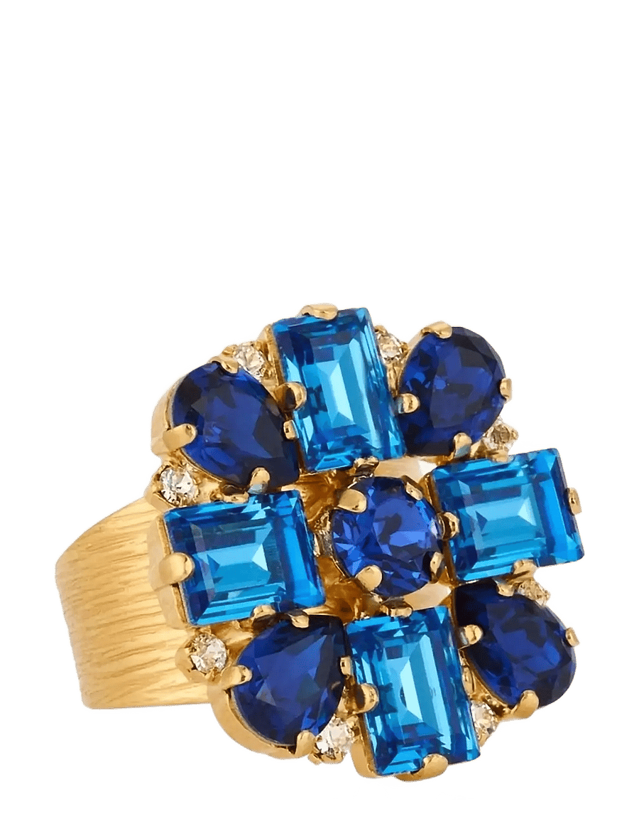 Caroline Svedbom - DIORA STATEMENT RING GOLD - ringe - recreated blue combo - 1