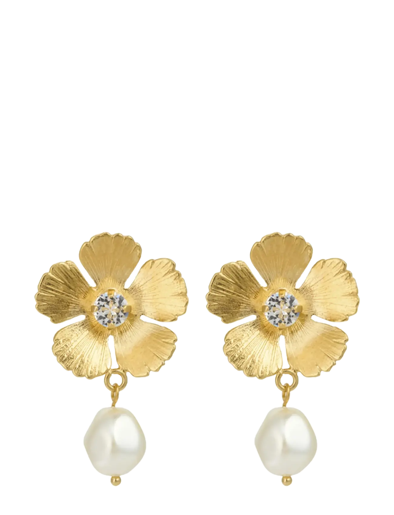 Caroline Svedbom MINI ANEMONE PEARL EARRINGS GOLD - Festkläder - CRYSTAL / gold