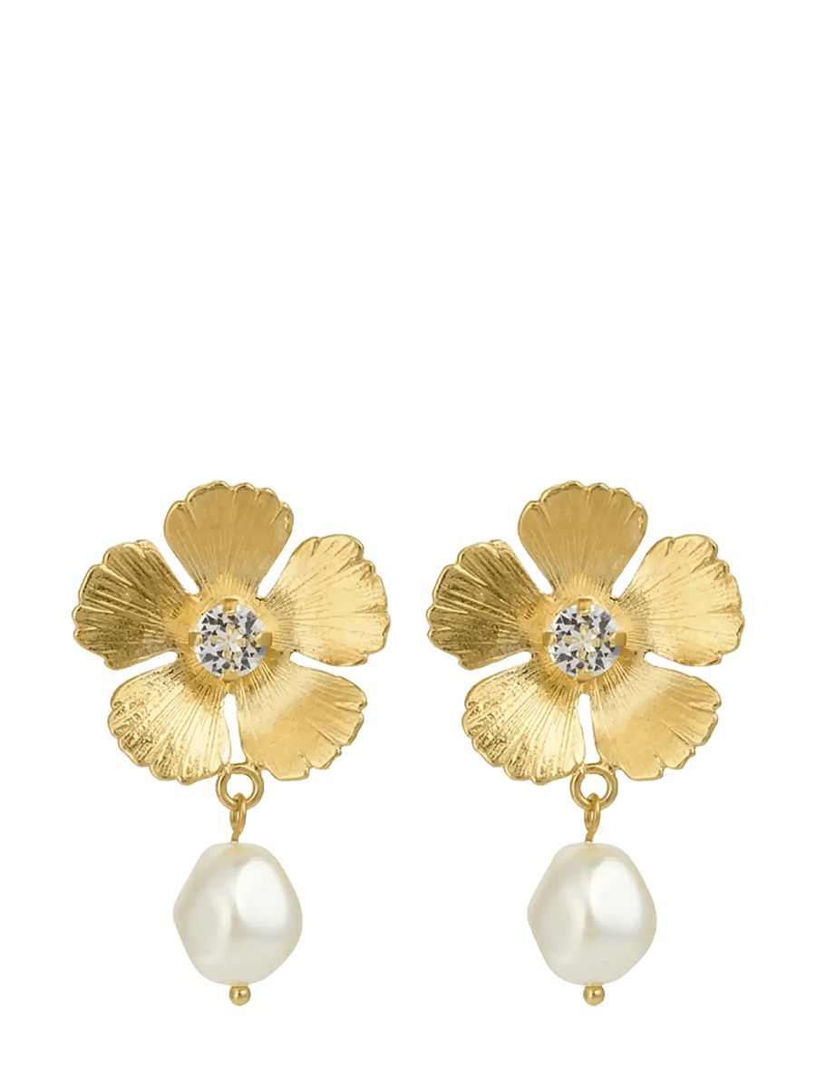 Caroline Svedbom - MINI ANEMONE PEARL EARRINGS GOLD - pärlörhängen - crystal - 1