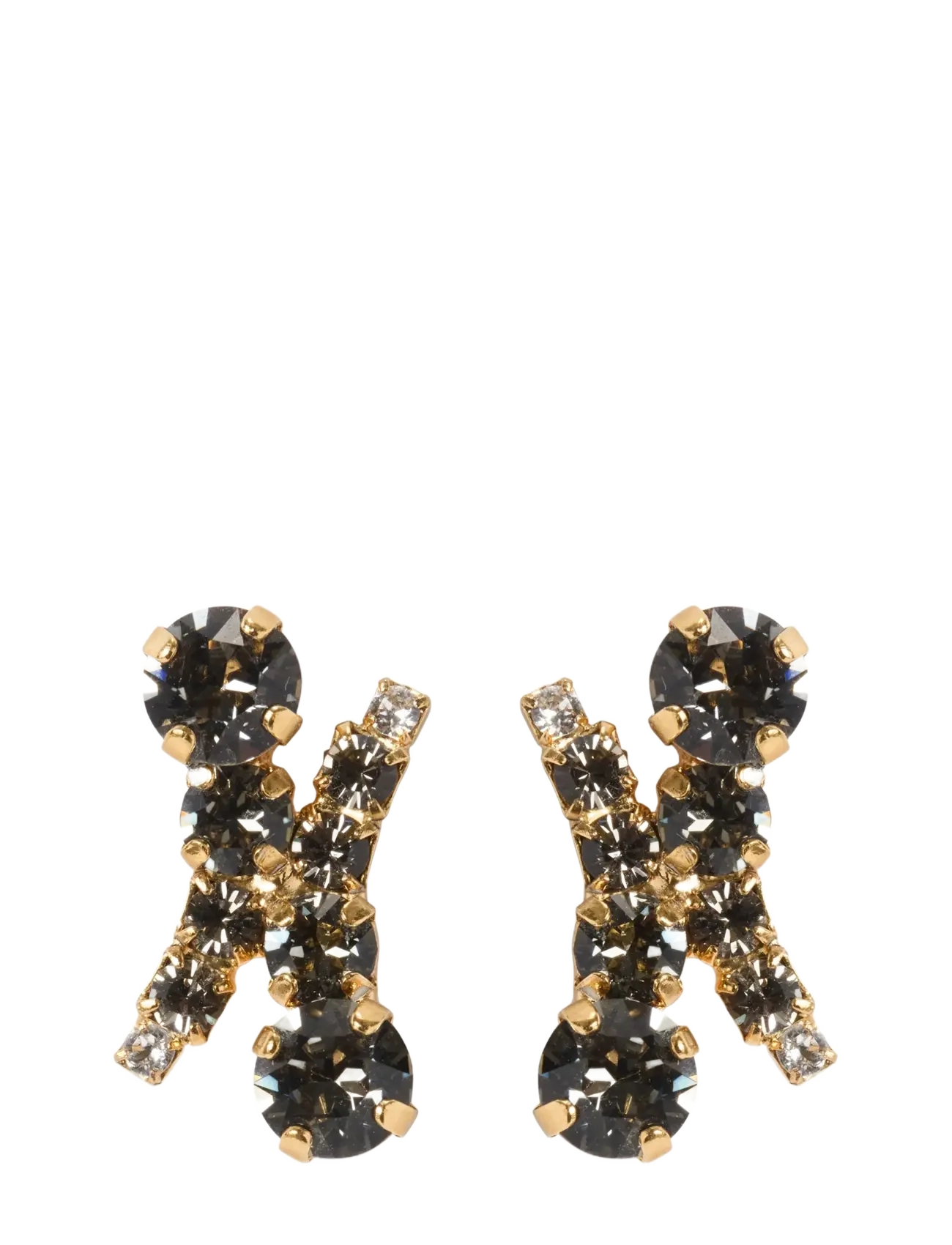 Caroline Svedbom HALO EARRINGS GOLD - Ørestikker - BLACK DIAMOND / CRYSTAL / black
