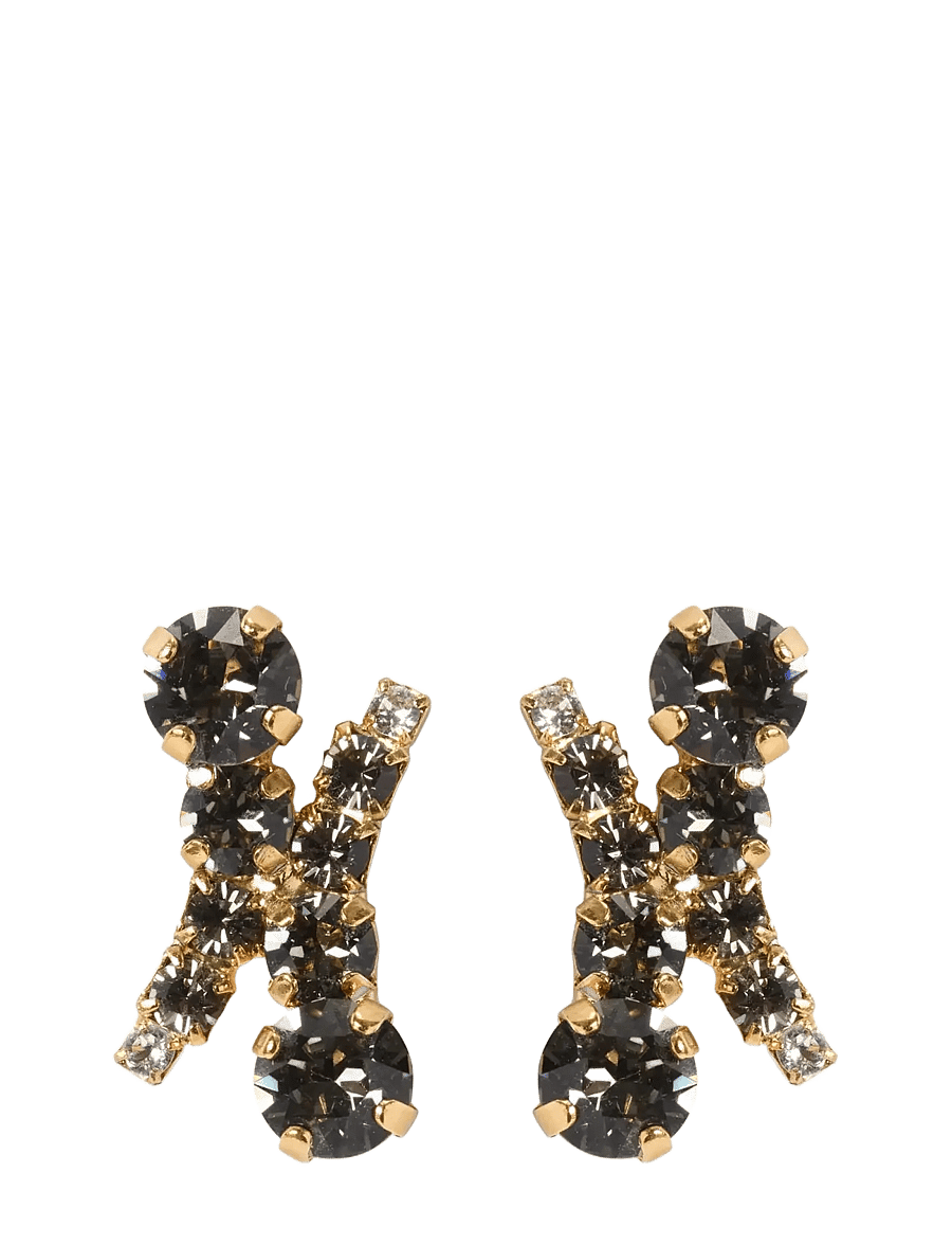 Caroline Svedbom - HALO EARRINGS GOLD - studs örhängen - black diamond / crystal - 1