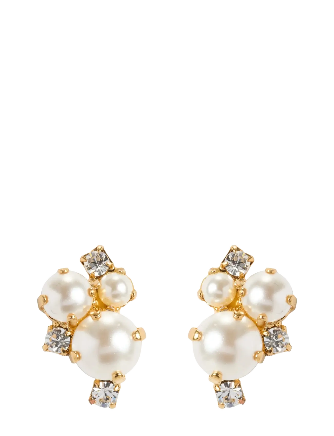 Caroline Svedbom MOLLY EARRINGS GOLD - Ørestikker - PEARL / CRYSTAL / white