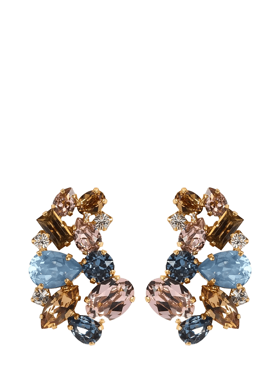 Caroline Svedbom - ISOLINA EARRINGS GOLD - statement øreringe - smoked blue combo - 1