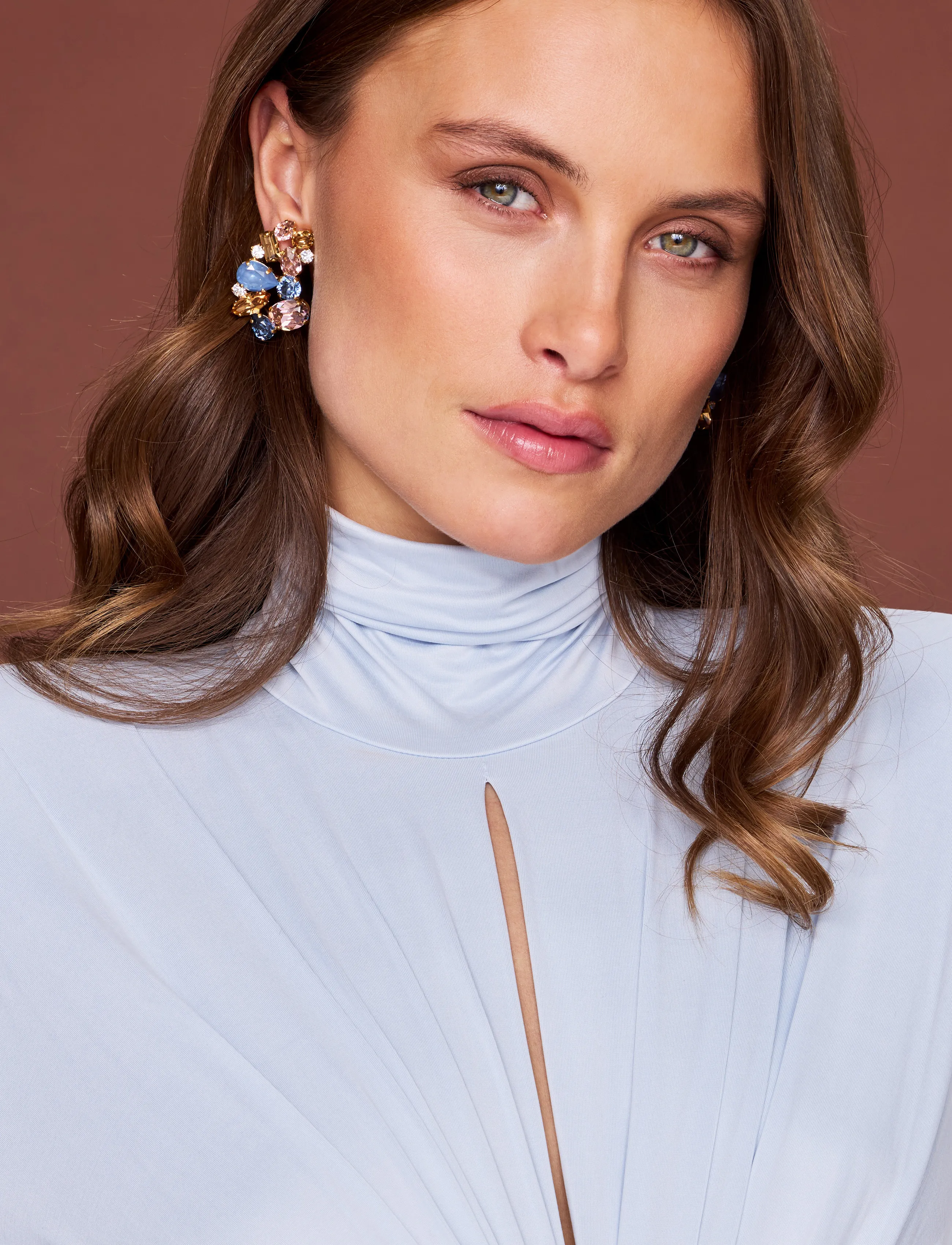 Caroline Svedbom - ISOLINA EARRINGS GOLD - statement øreringe - smoked blue combo - 2