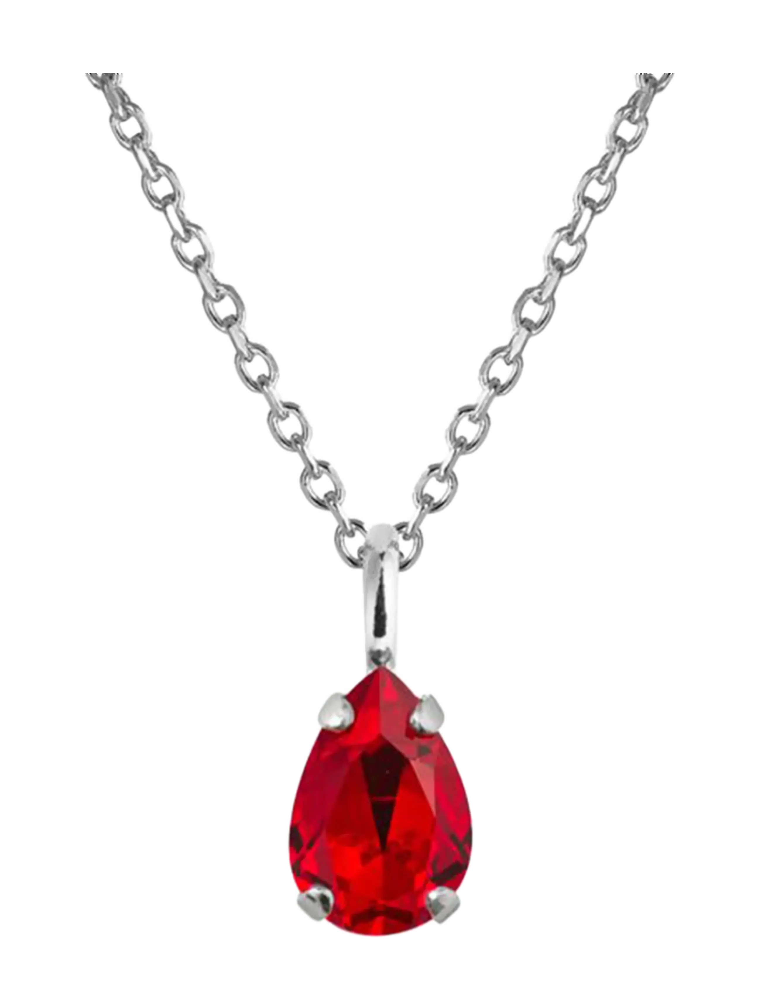 Caroline Svedbom CHILDHOOD BIRTHSTONE NECKLACE RHODIUM - Smykker - JANUARY / red
