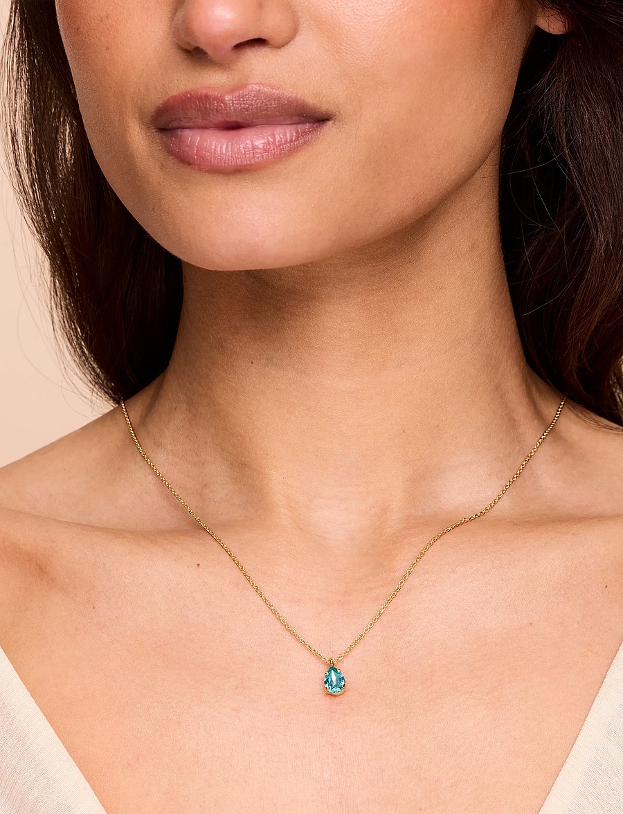 Caroline Svedbom - CHILDHOOD BIRTHSTONE NECKLACE RHODIUM - halskæder med vedhæng - march - 0