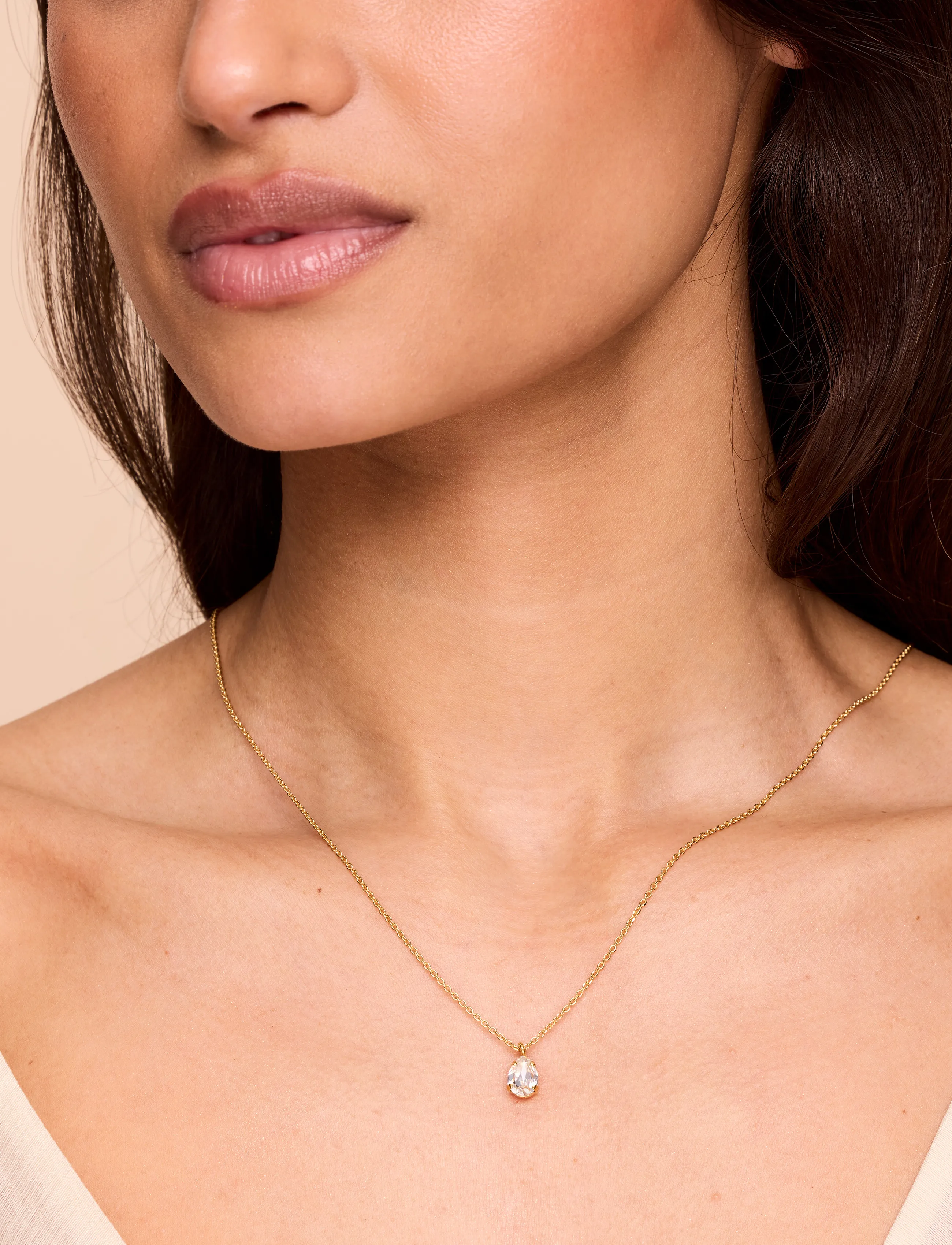 Caroline Svedbom - CHILDHOOD BIRTHSTONE NECKLACE RHODIUM - halskæder med vedhæng - april - 2