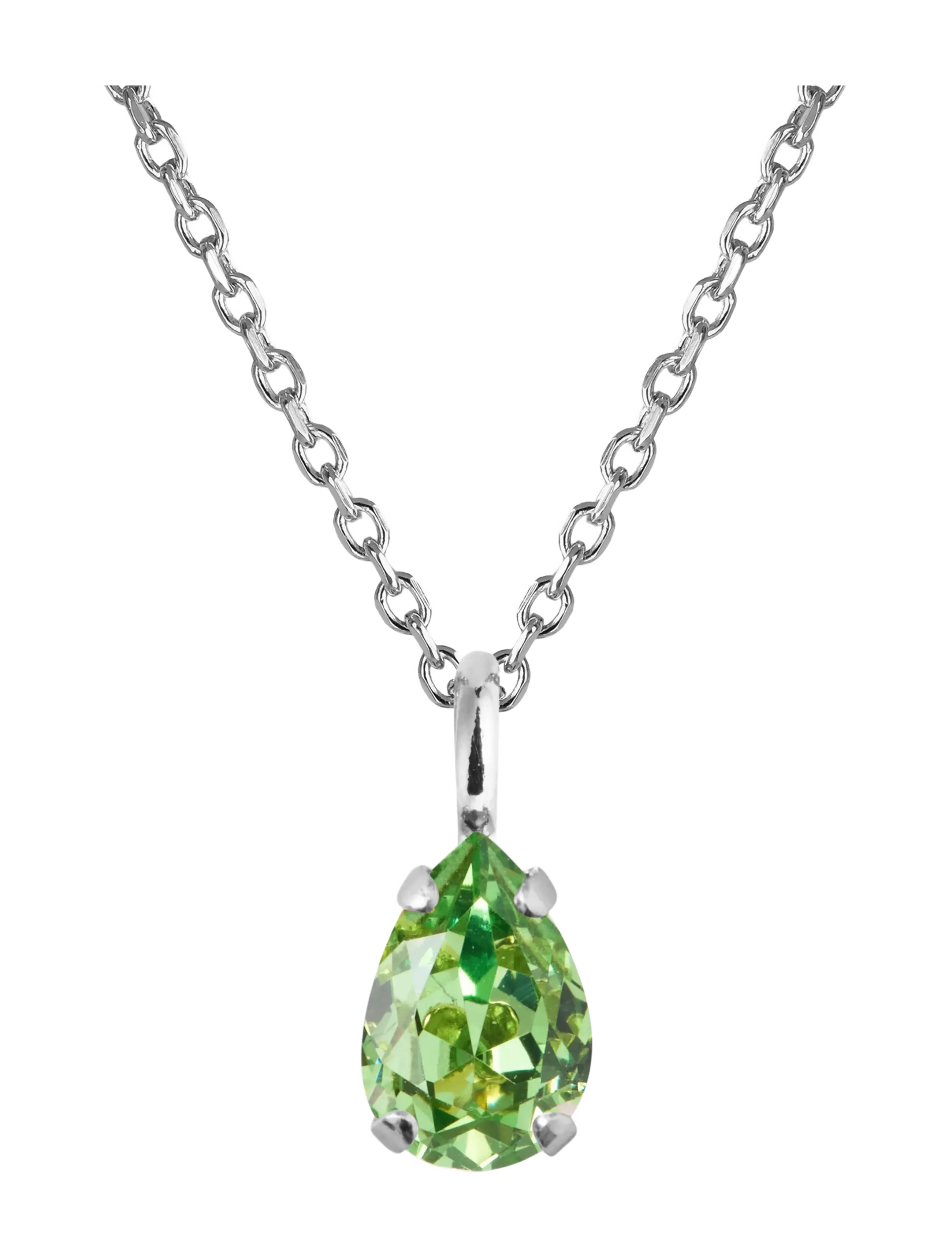 Caroline Svedbom CHILDHOOD BIRTHSTONE NECKLACE RHODIUM - Halsband - AUGUST / green