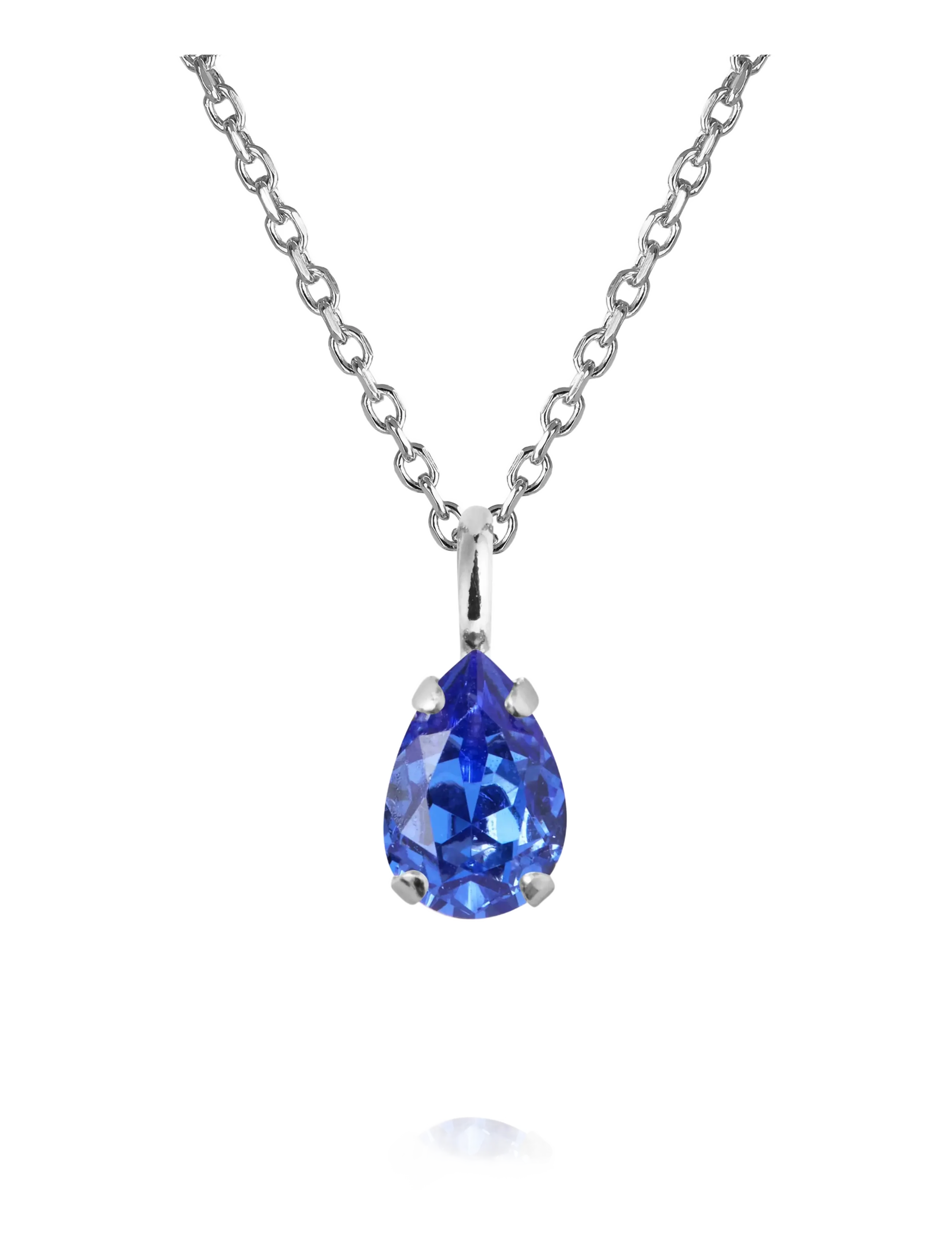 Caroline Svedbom CHILDHOOD BIRTHSTONE NECKLACE RHODIUM - Smykker - SEPTEMBER / blue
