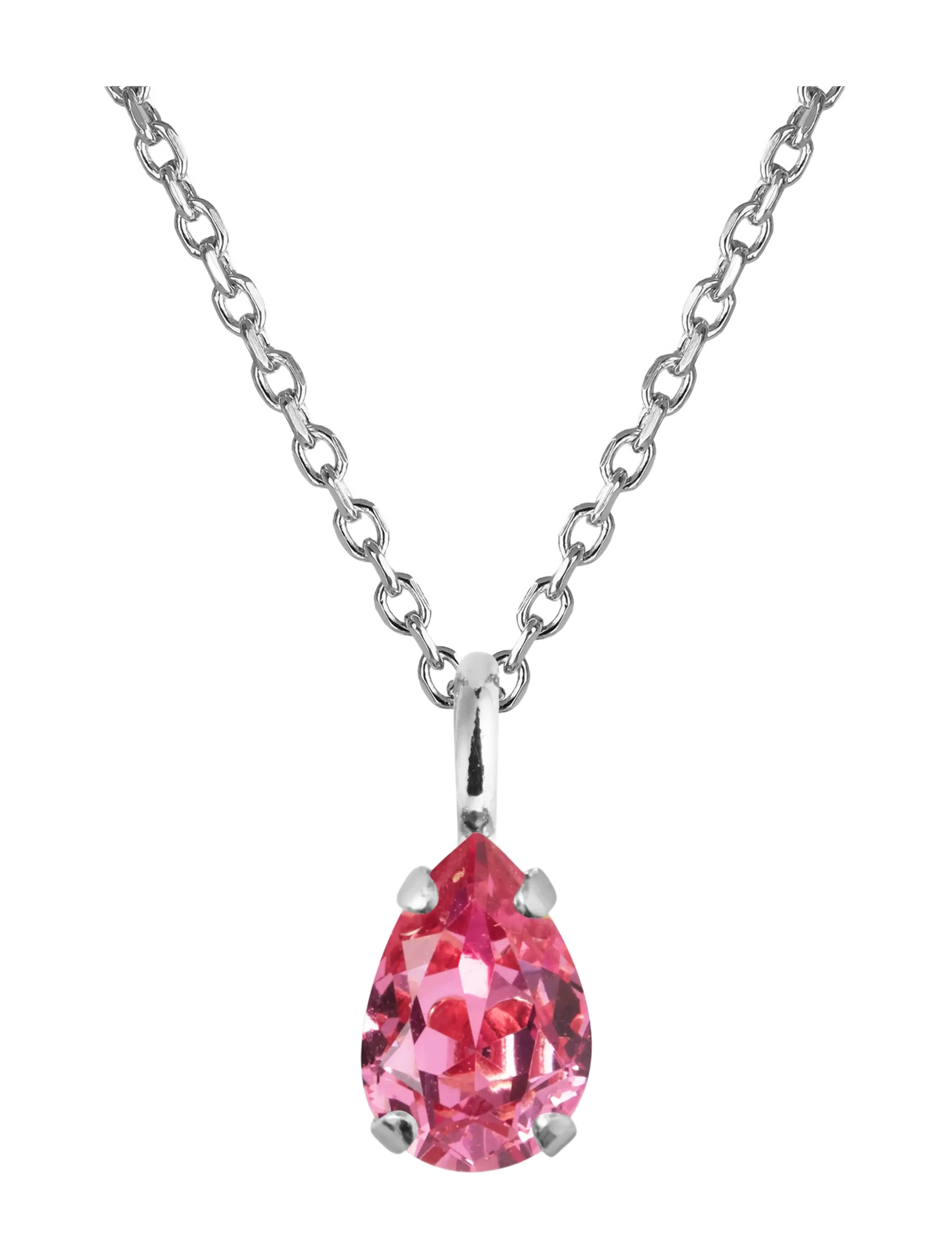 Caroline Svedbom CHILDHOOD BIRTHSTONE NECKLACE RHODIUM - Smykker - OCTOBER / pink/rose