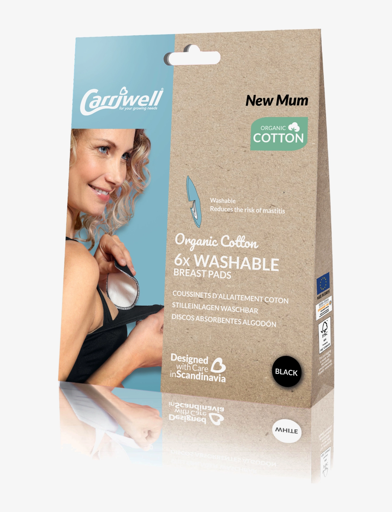 CARRIWELL Washable Breast Pads Schwarz - One Size - Damen