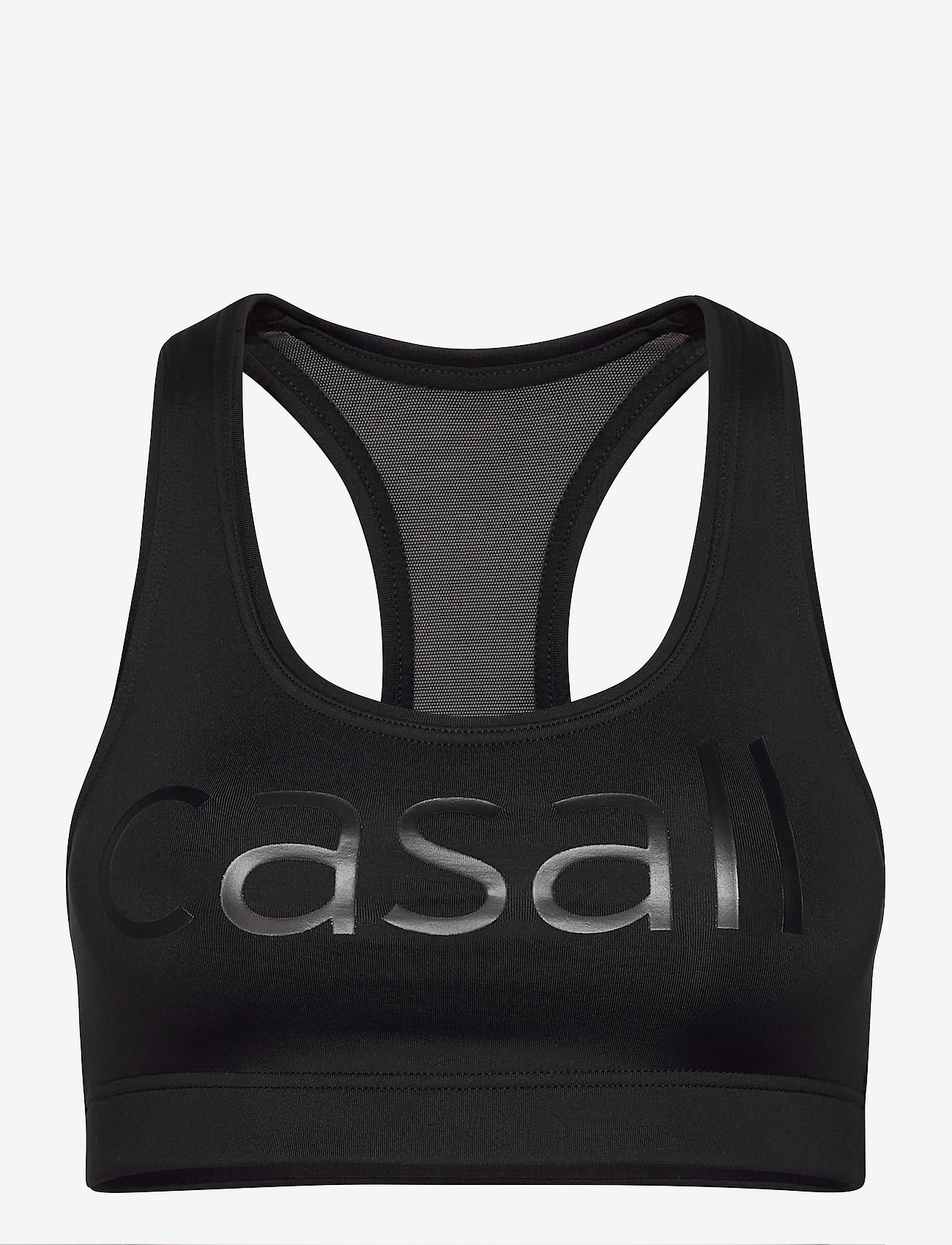 Casall - Iconic wool sports bra - starker halt - black logo - 0