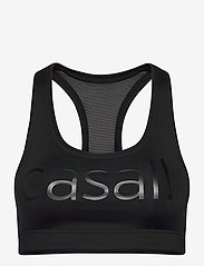 Casall - Iconic wool sports bra - starker halt - black logo - 0