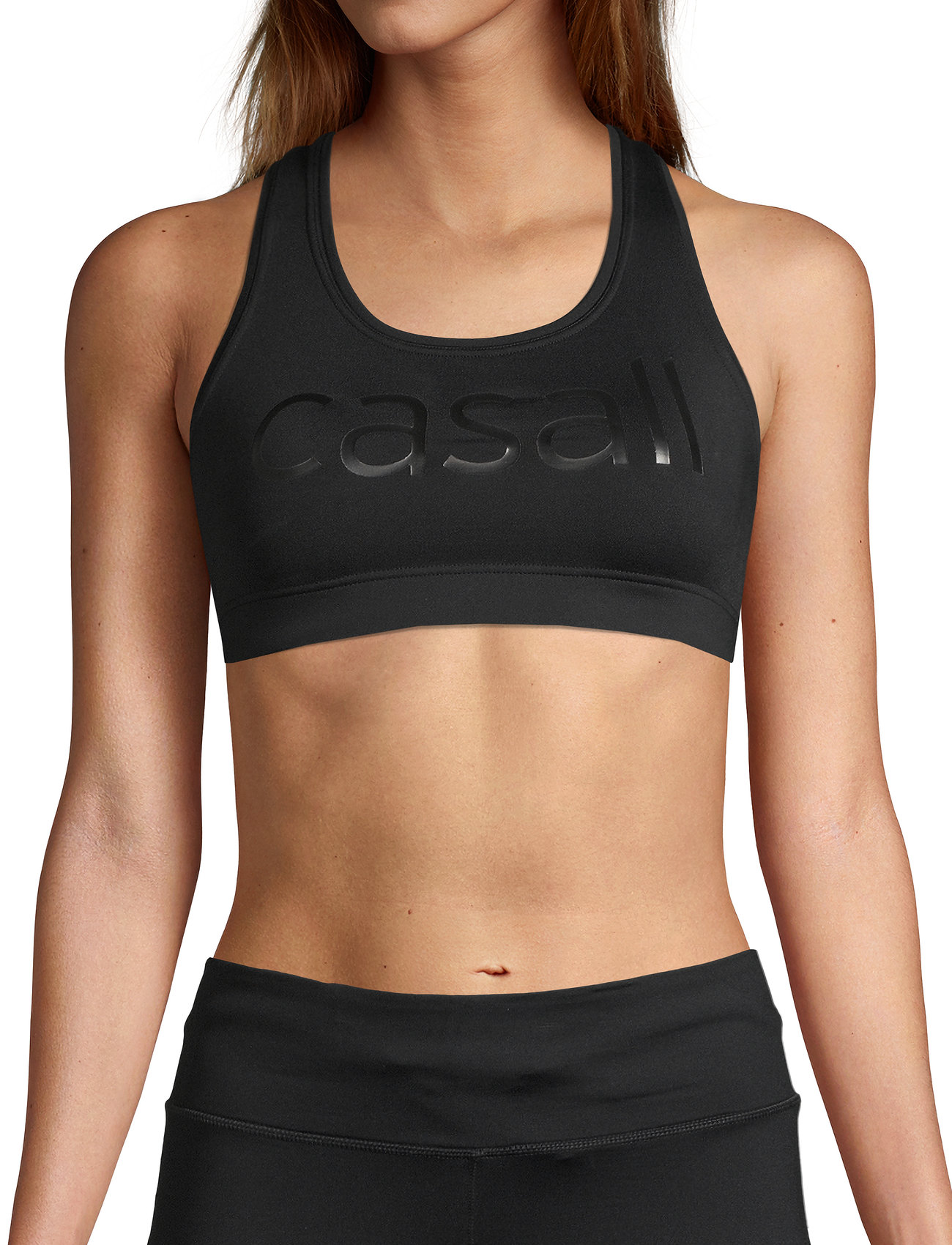 Casall - Iconic wool sports bra - hög support - black logo - 0