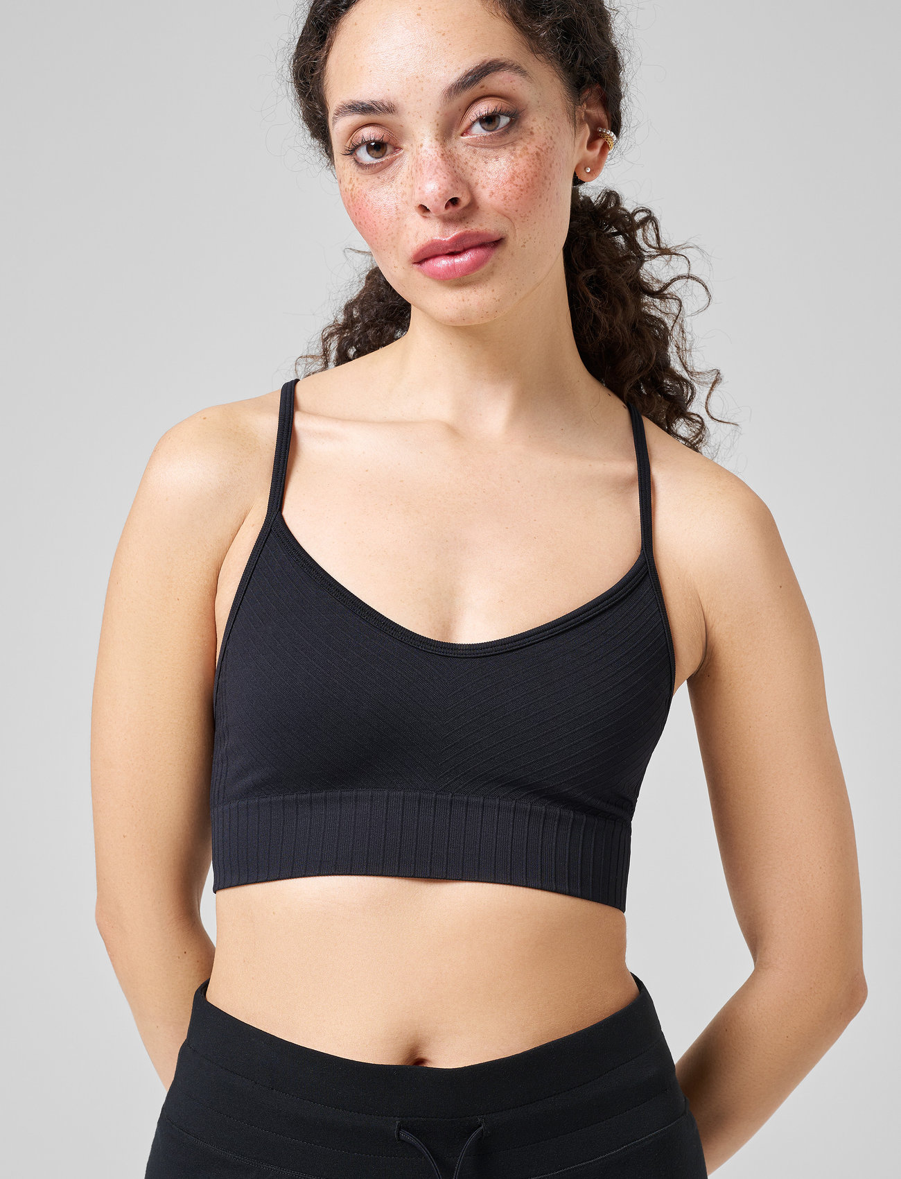 Casall - Seamless Graphical Rib Sports Top - low support - black - 0