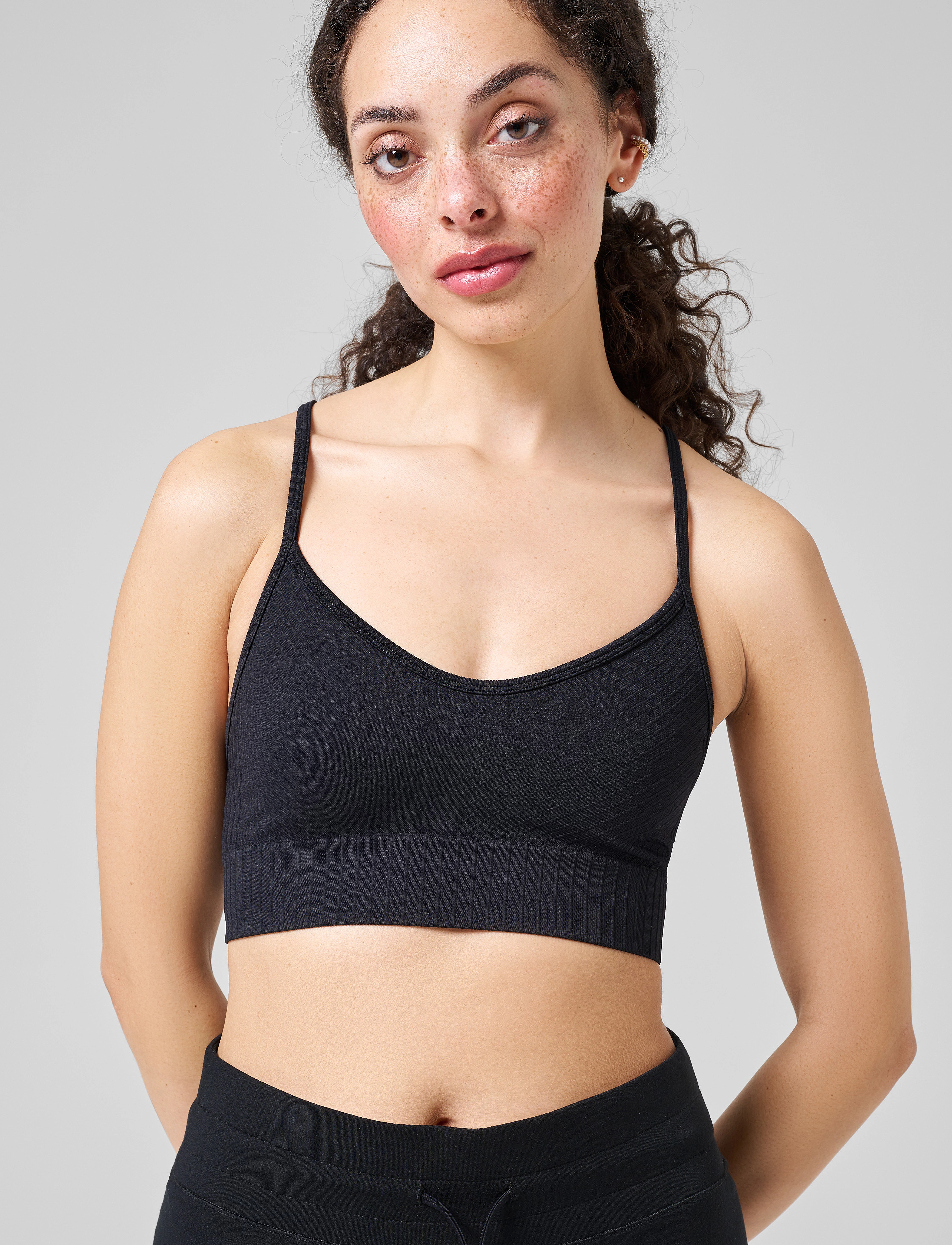 Casall - Seamless Graphical Rib Sports Top - black - 2