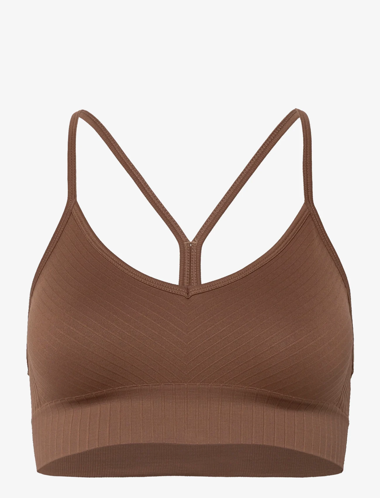Casall - Seamless Graphical Rib Sports Top - sport bras - taupe brown - 0