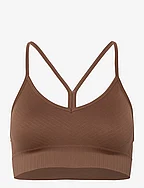 Seamless Graphical Rib Sports Top - TAUPE BROWN