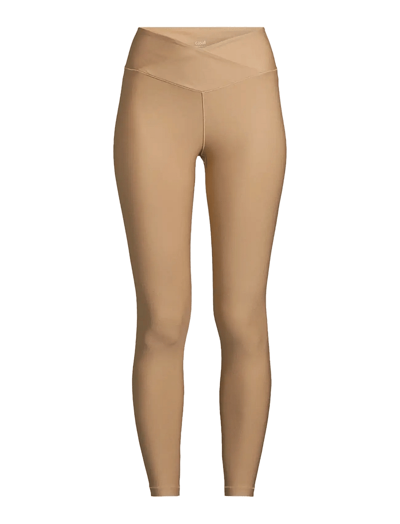 Casall - Overlap High Waist Tights - 7/8 längd - light khaki - 1