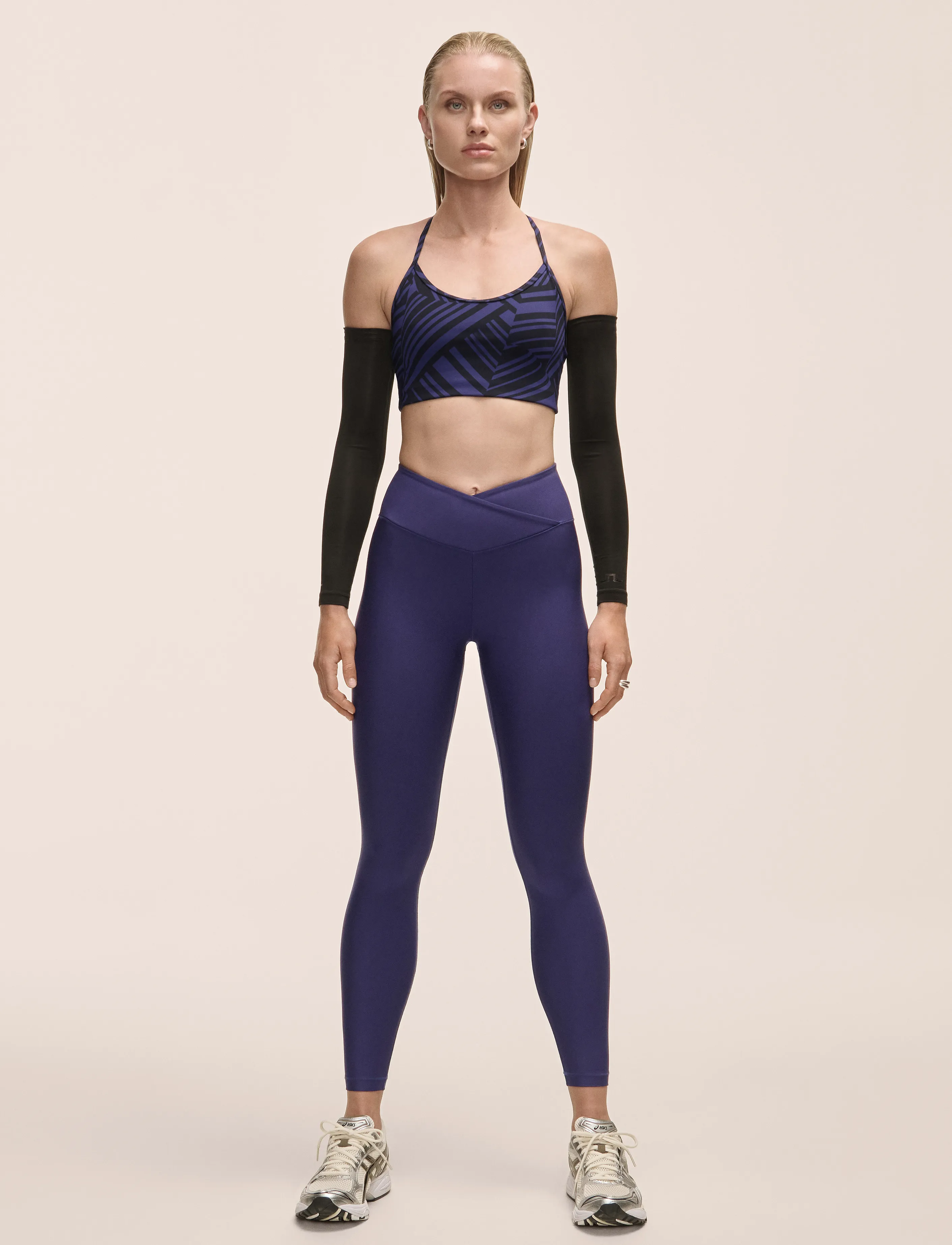 Casall Overlap High Waist Tights, Kvinder, Højtaljede Overlap Tights, Lila, Str: 34
