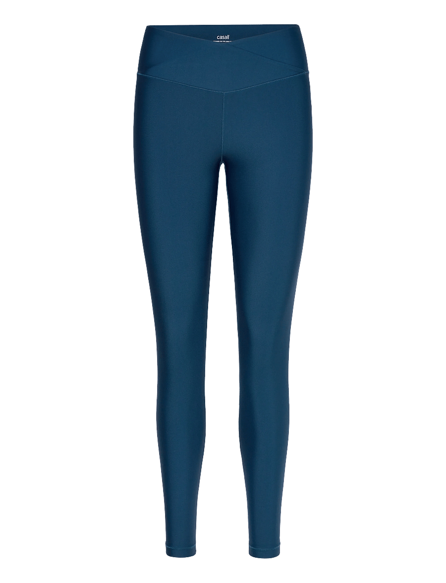 Casall - Overlap High Waist Tights - 7/8 längd - true blue - 1