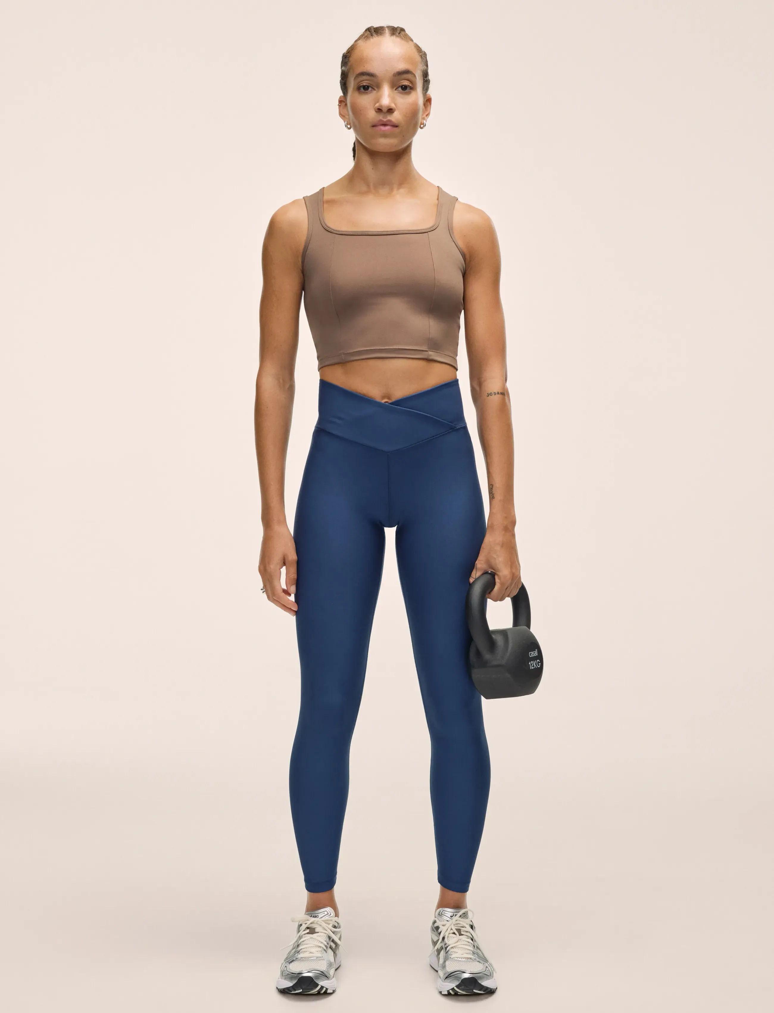 Casall Overlap High Waist Tights, Kvinder, Højtaljede Overlap Tights, Blå, Str: 44
