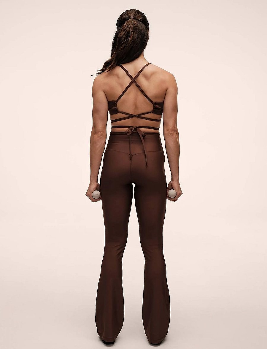Casall - Flare High Waist Pant - visas ilgis - dark brown - 0