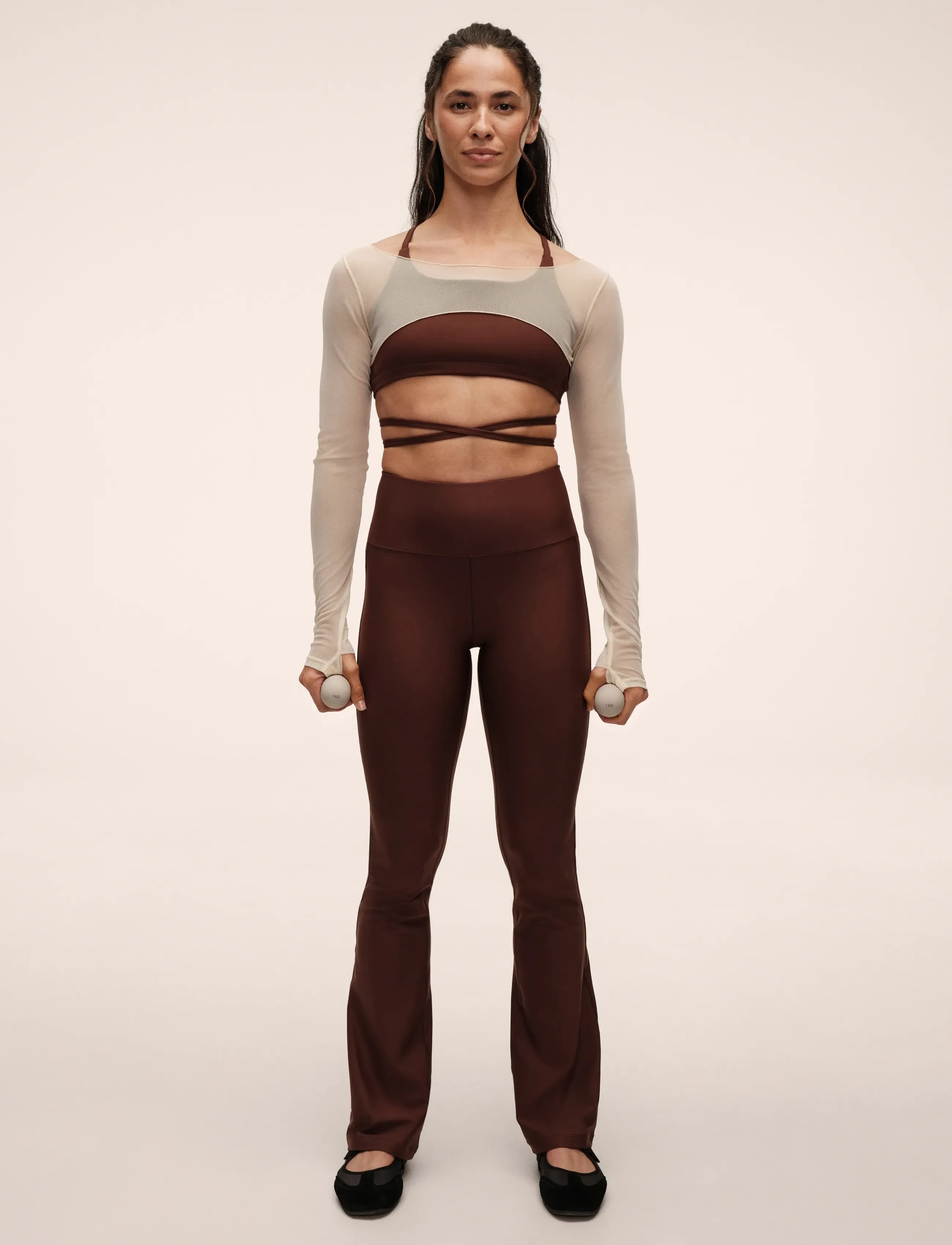 Casall - Flare High Waist Pant - volle länge - dark brown - 2
