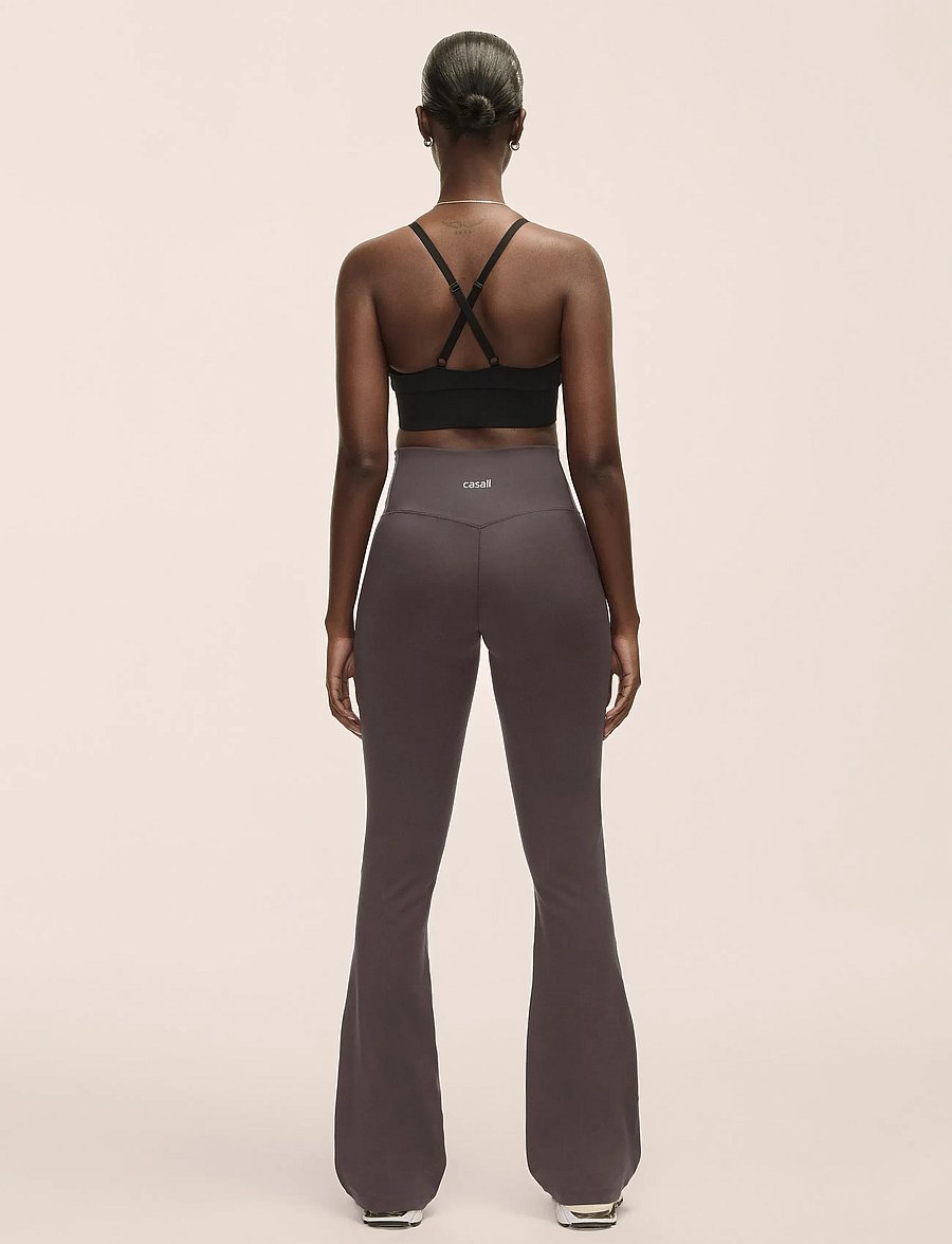 Casall - Flare High Waist Pant - full längd - dk grey - 2