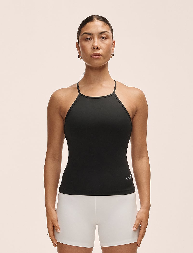 Casall - Built-In-Bra Halterneck Tank - Õlapaeltega pluusid - black - 0