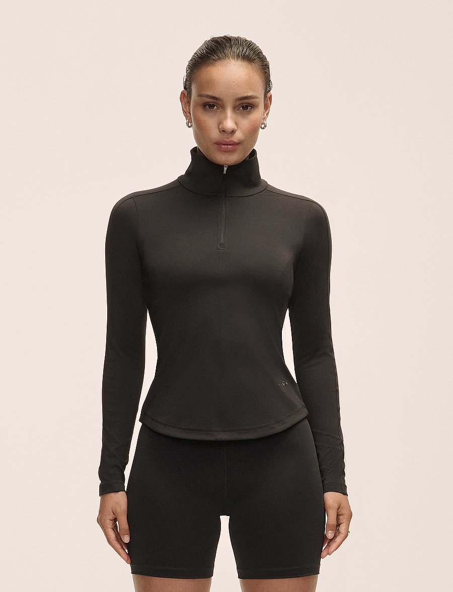 Casall - Serene Half Zip Long Sleeve - oberteile - black - 0