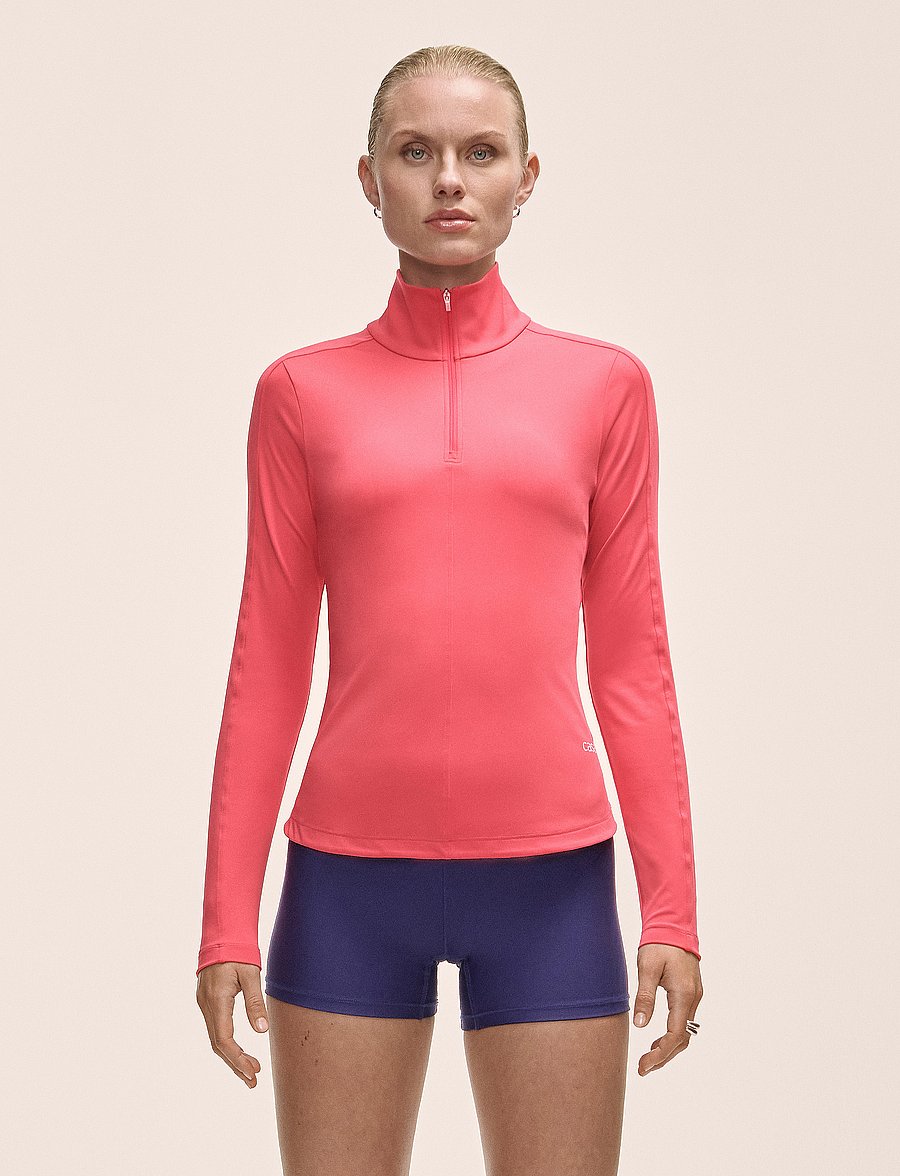 Casall - Serene Half Zip Long Sleeve - Överdelar - ruby blush - 0