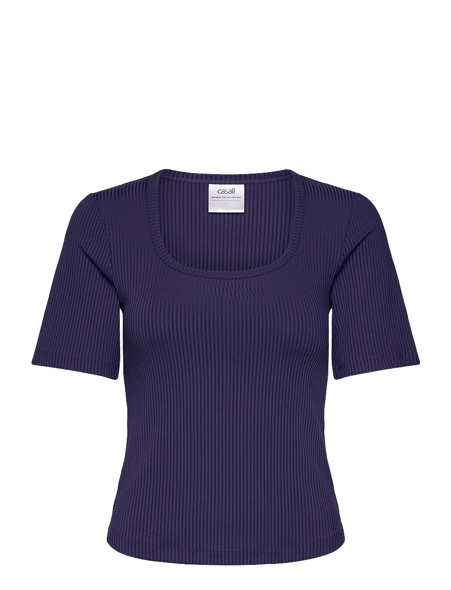 Casall - Scoop Rib Tee - t-shirts - purple eclipse - 1