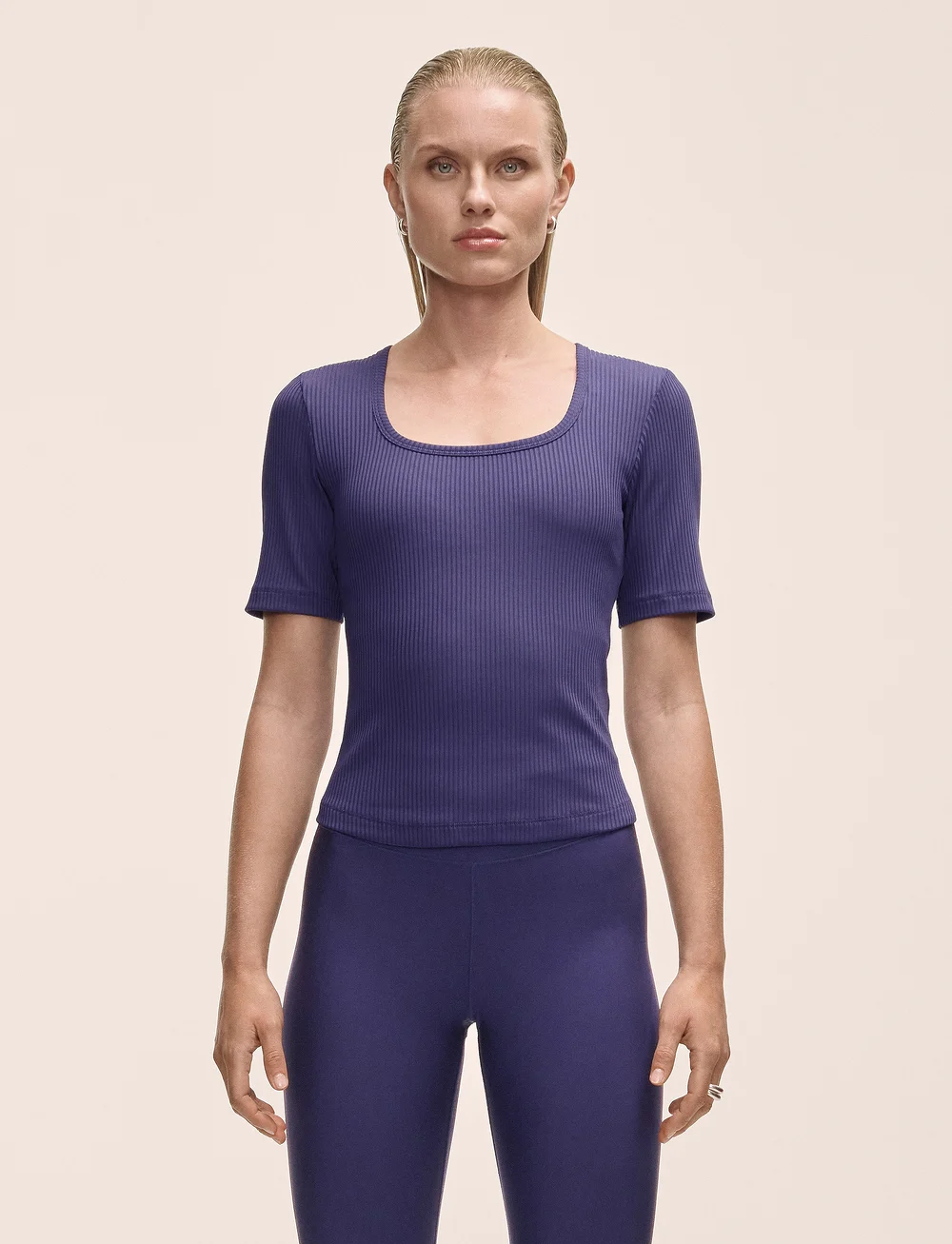 Casall - Scoop Rib Tee - t-shirts - purple eclipse - 0