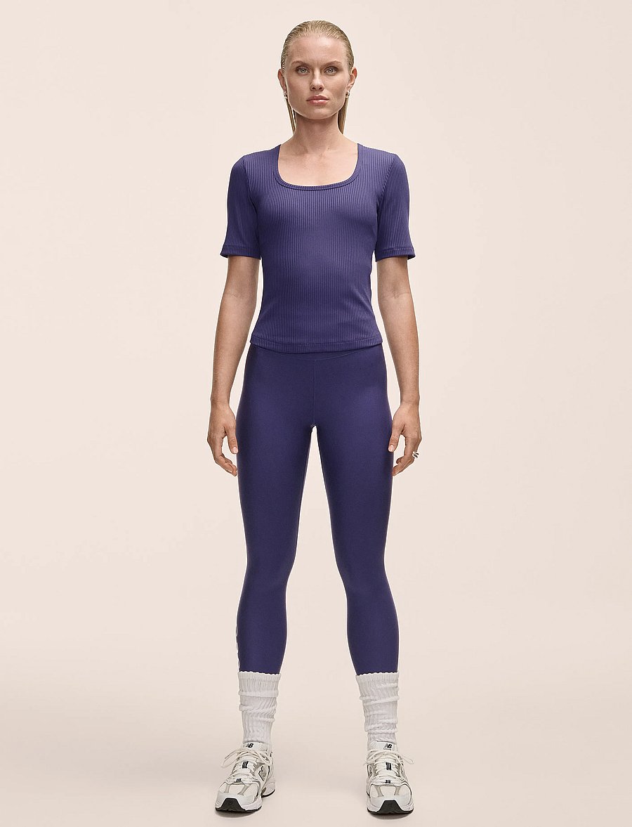 Casall - Scoop Rib Tee - t-shirts - purple eclipse - 4
