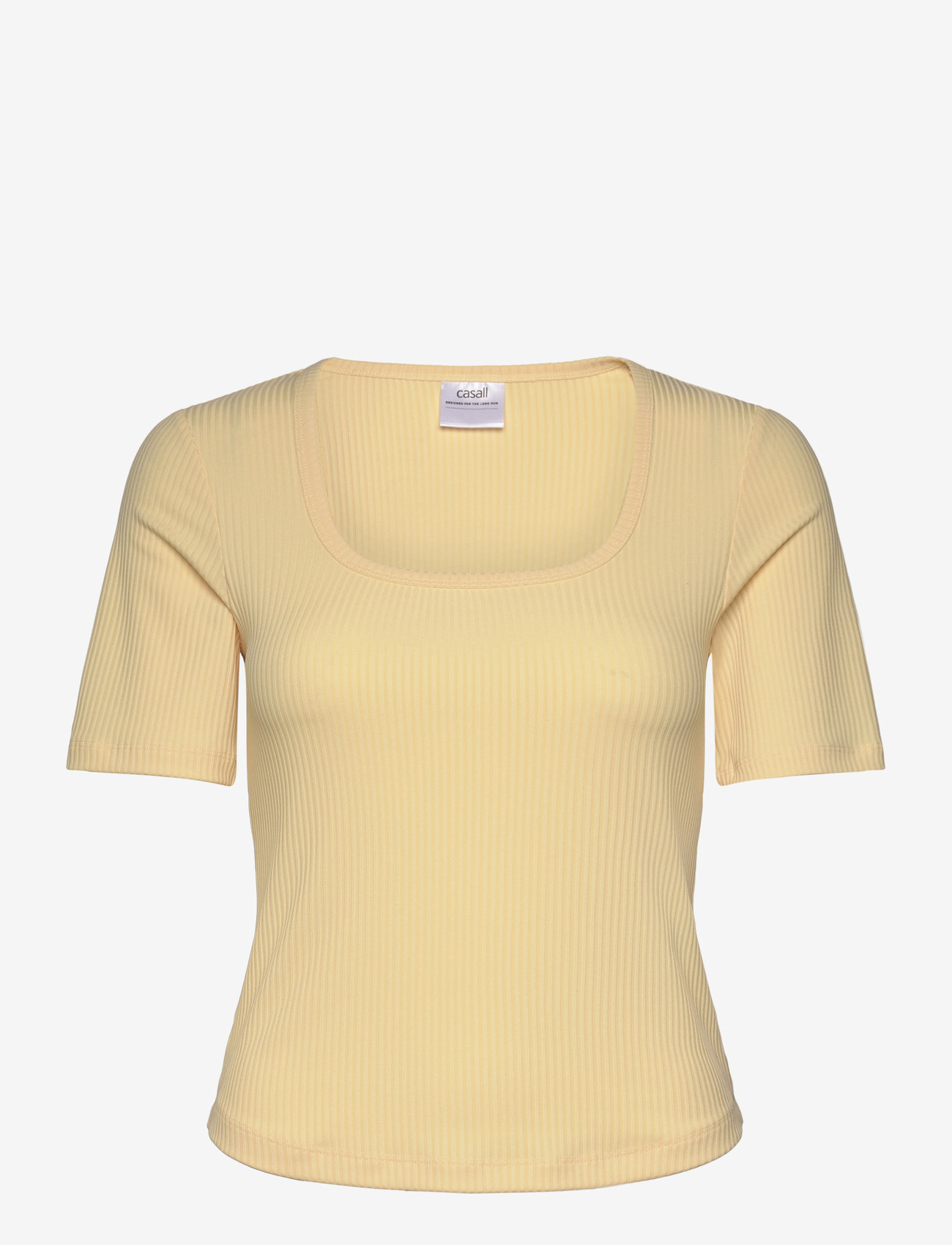 Casall - Scoop Rib Tee - t-shirts - yellow steam - 1